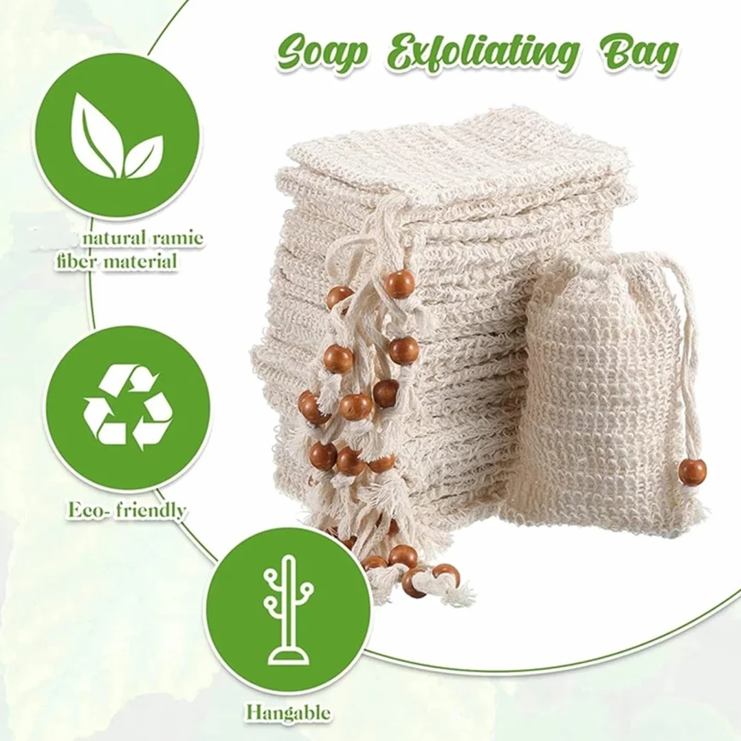 Sac de savon en sisal avec cordon exfoliant lot de 40