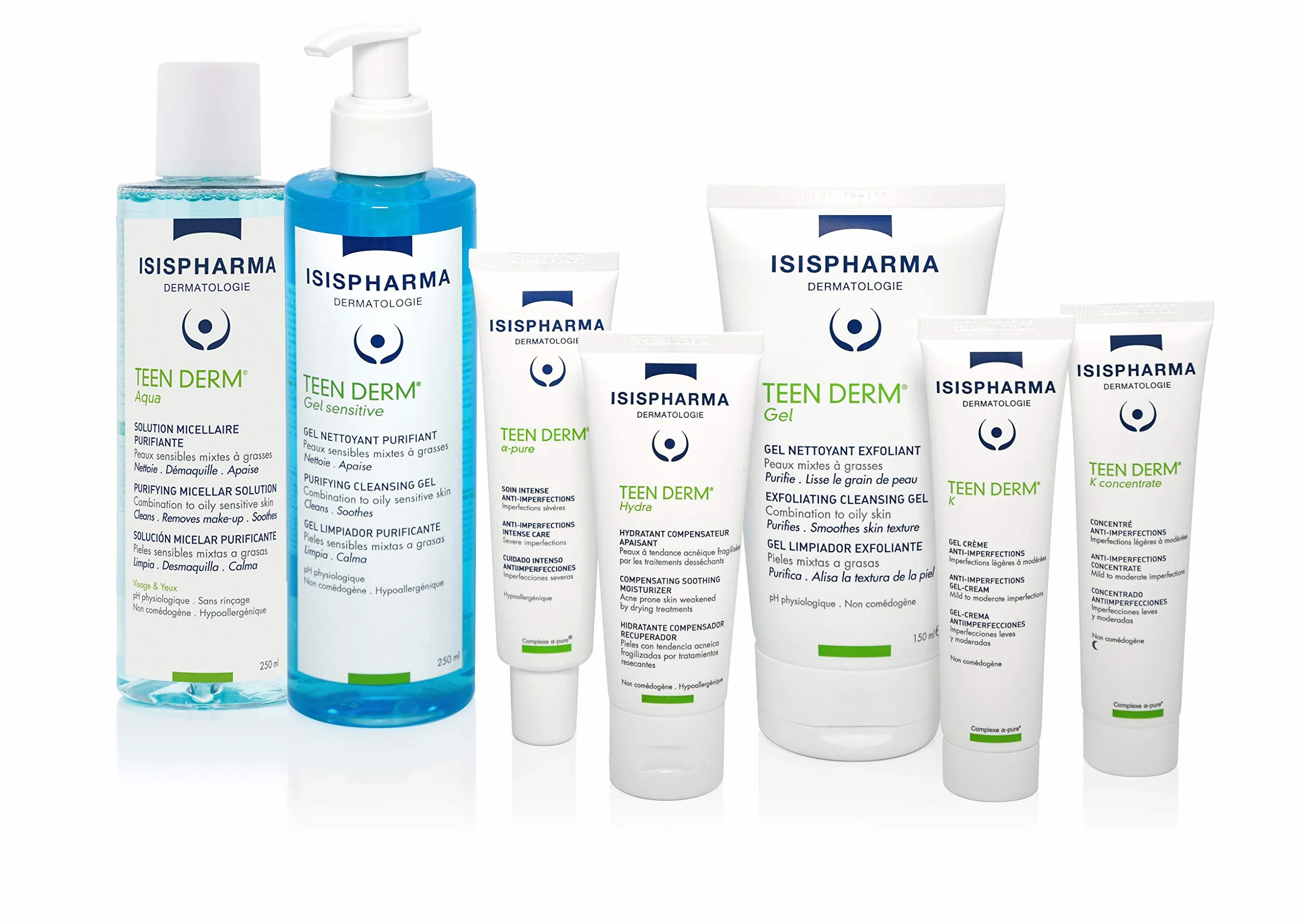 ISISPHARMA TEEN DERM Solution Micellaire Démaquillante Purifiante Anti-Imperfections Zinc Extrait de Boswellia Fabrication Française