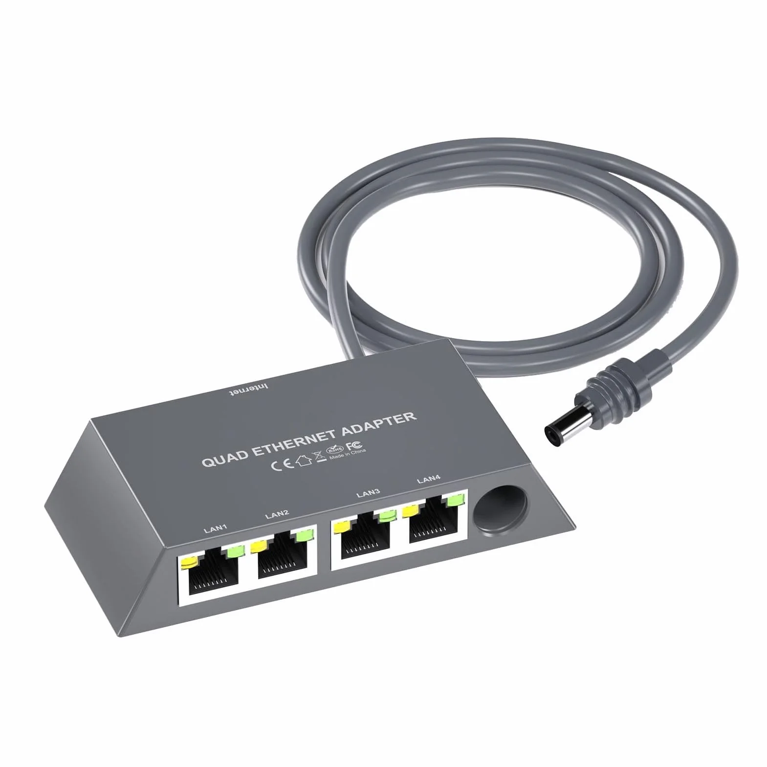 Annadue Adaptateur Ethernet Gigabit 4 Port pour Le Réseau Externe câblé 1 à 4 Ports Ethernet Splitter avec des Performances Stables en Fiche pour Les Appareils Gen 3