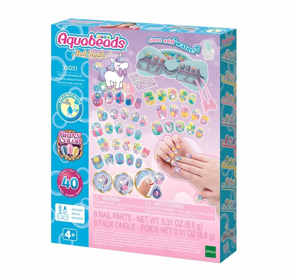 Aquabeads Nail Studio Kit de Manucure Licorne - Loisir créatif Enfants 4 Ans+ - 35051
