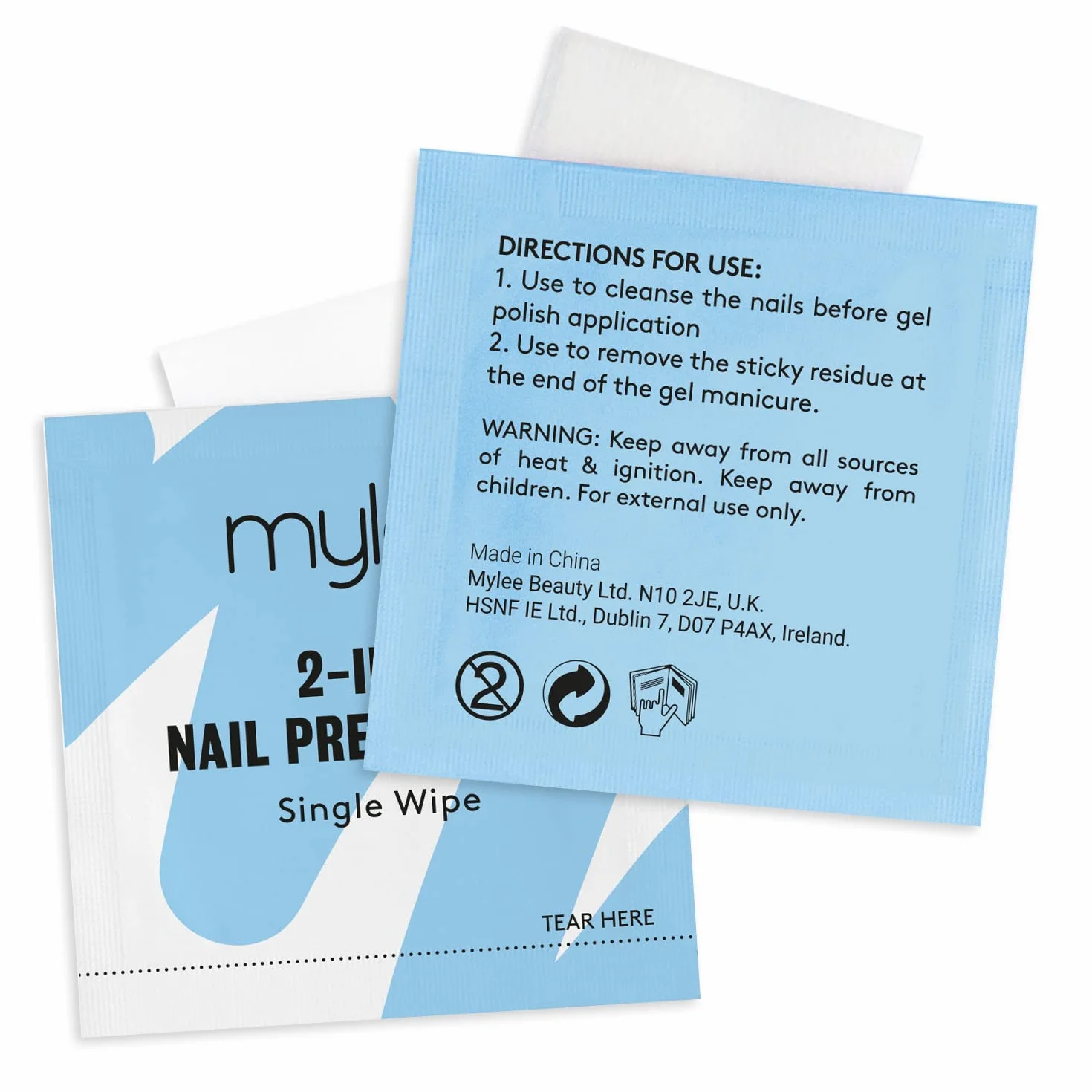 Mylee 200 Lingettes Prep & Wipe Pré-Imprégnées pour Vernis Semi-Permanent UV/LED, Nettoyage Plaque Ongulaire