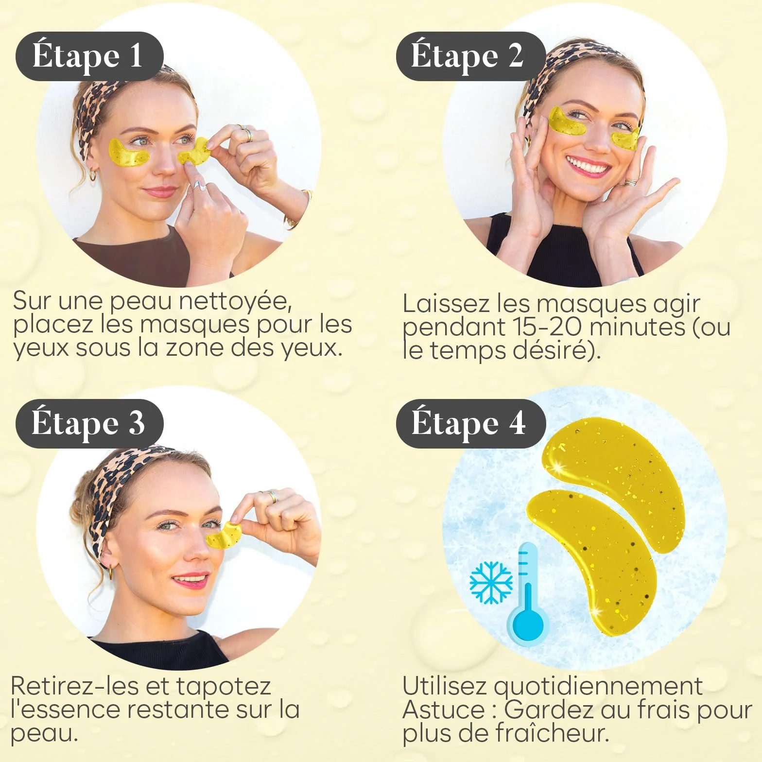 Patch Yeux Anti Cernes Caféine Collagène Acide Hyaluronique 30 Paires Hydratation Poches