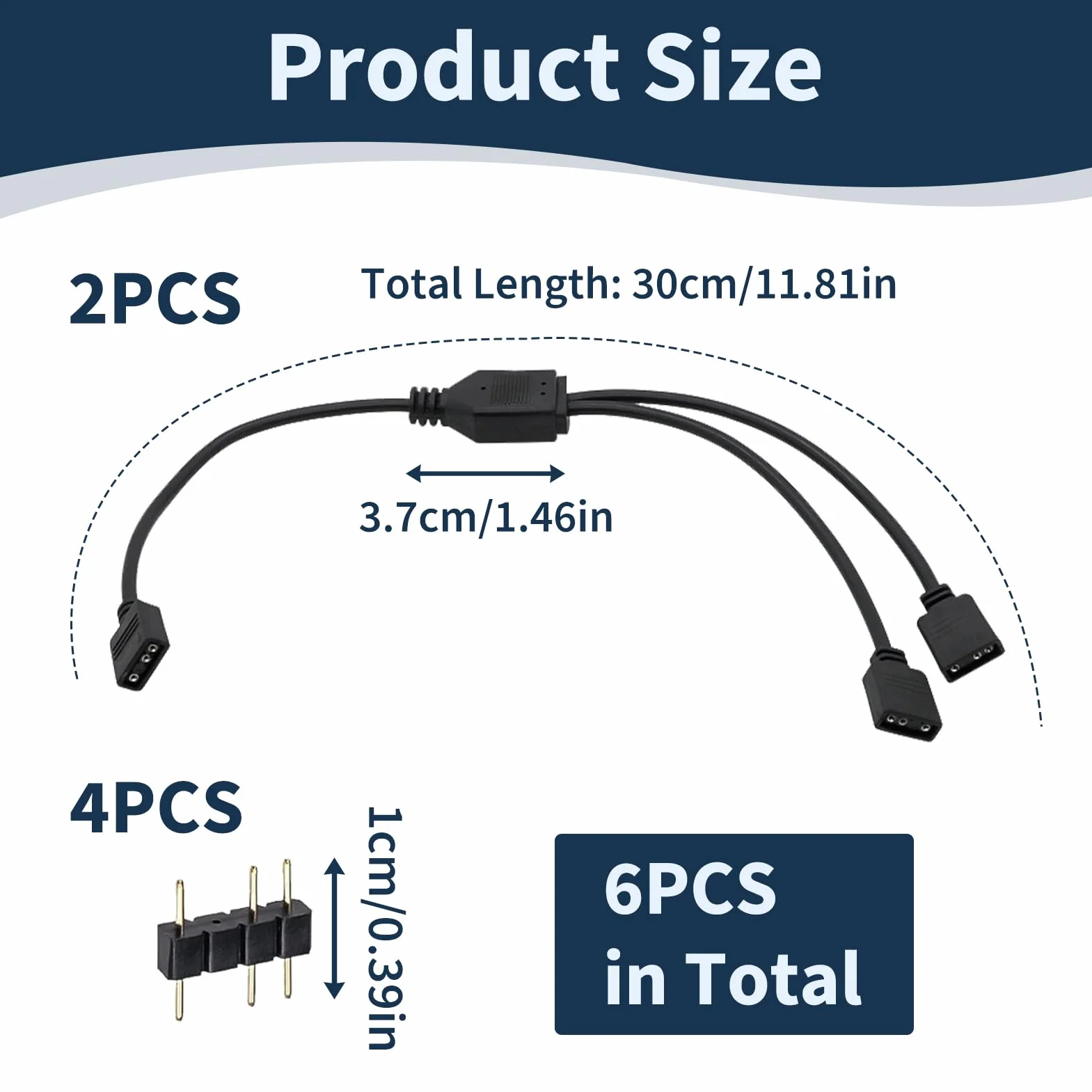 Câble Répartiteur ARGB 1 vers 2, Splitter ARGB 3 Broches 5V pour Ventilateurs PC