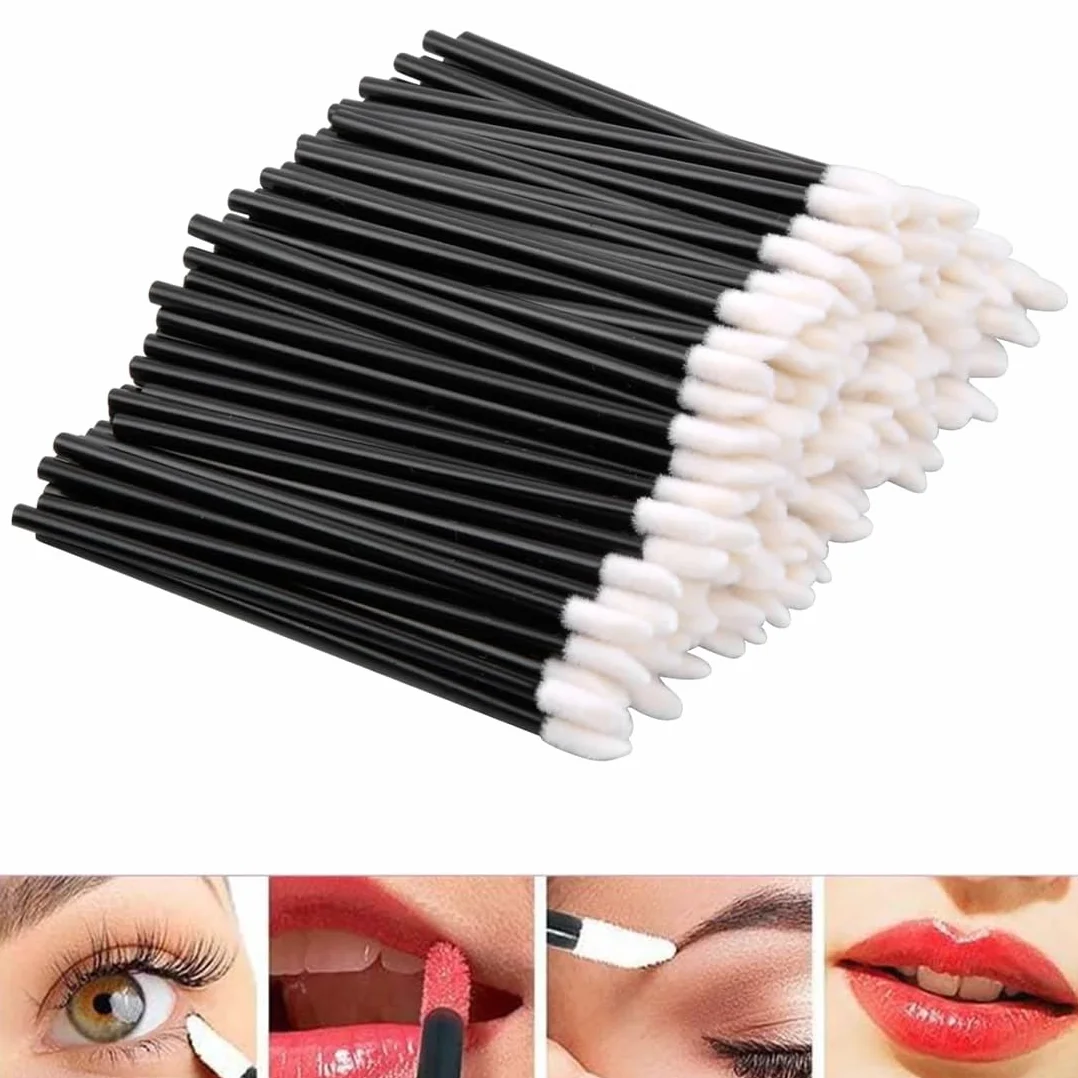 Pinceau à lèvres jetable 100 pièces, Pinceau Maquillage Rouge à lèvres, Kit Outils Beauté Stylo Sourcils