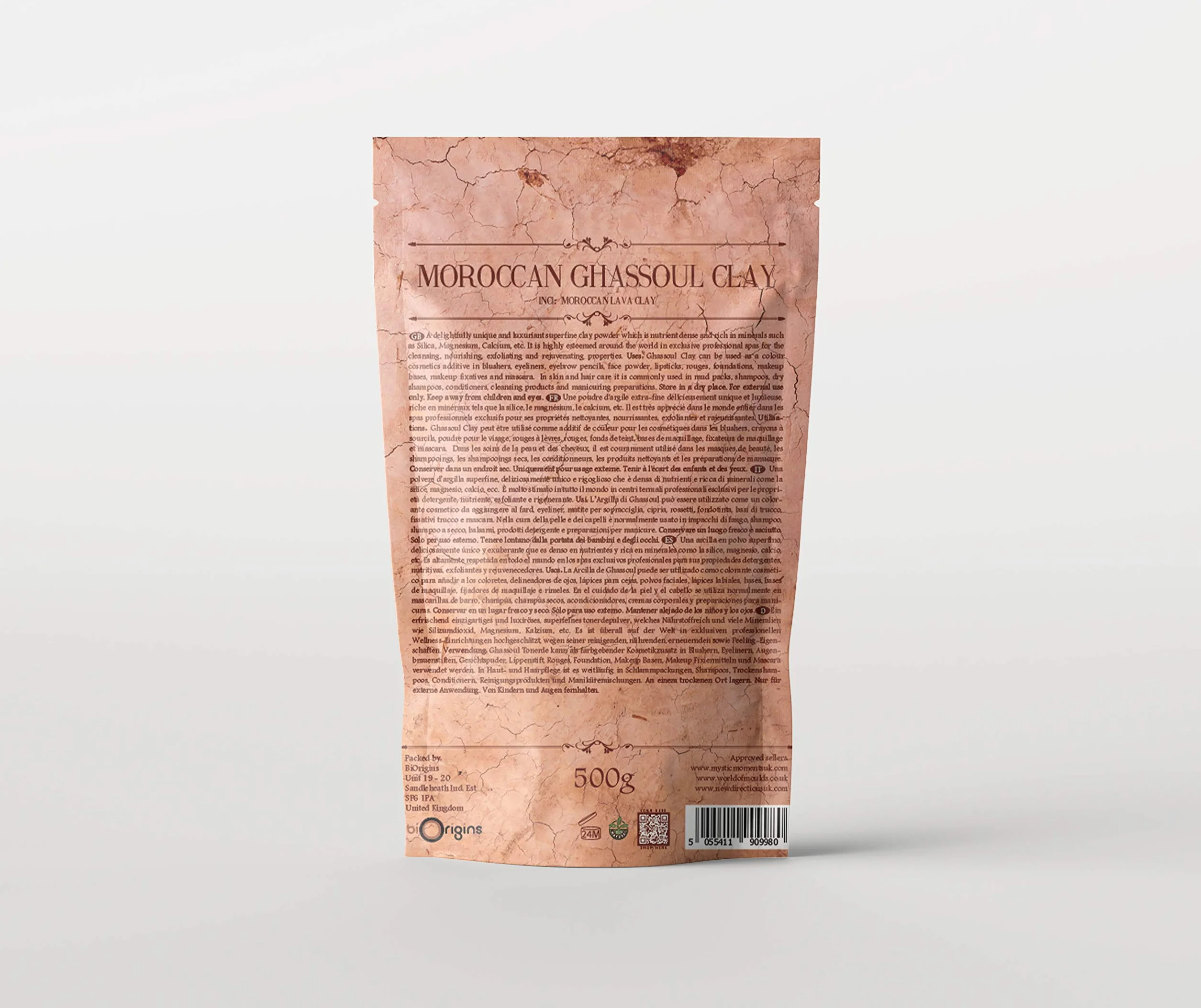 Ghassoul Argile Naturelle 500g Pure Naturel Vegan Sans OGM