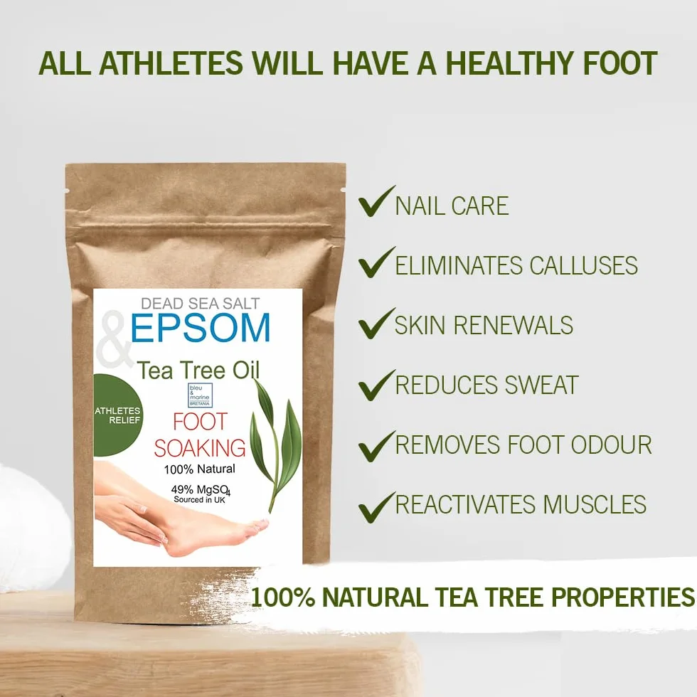 Sel d'Epsom Bain de Pieds 250 g, Réparation Ongles Abîmés, Pédicure, Désodorant Pieds, Callosités