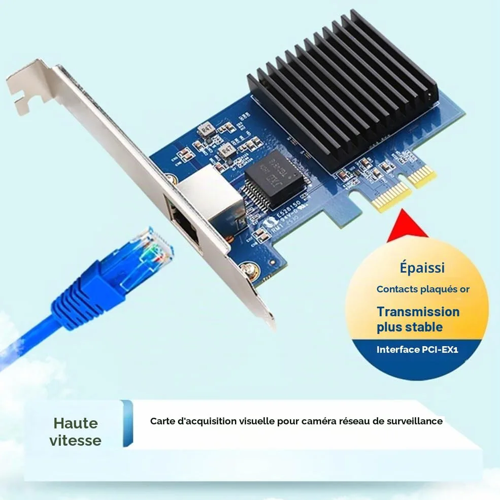 Carte Réseau PCIe NIC 10Gb avec Puce RTL8127, Port RJ45, Acquisition de Vision PCI-Express X1 pour, pour Win10/Win 11.