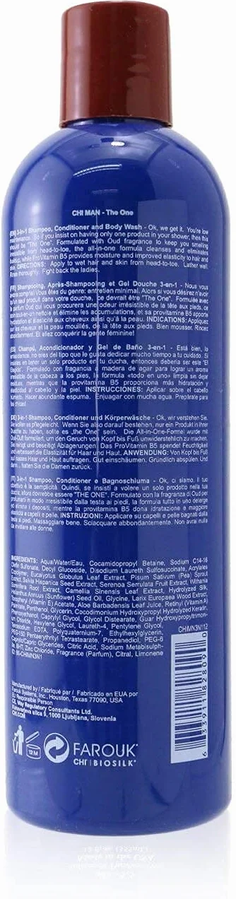 CHI Man The One 3 en 1 Shampooing Après-shampoing Gel Douche 355 ml