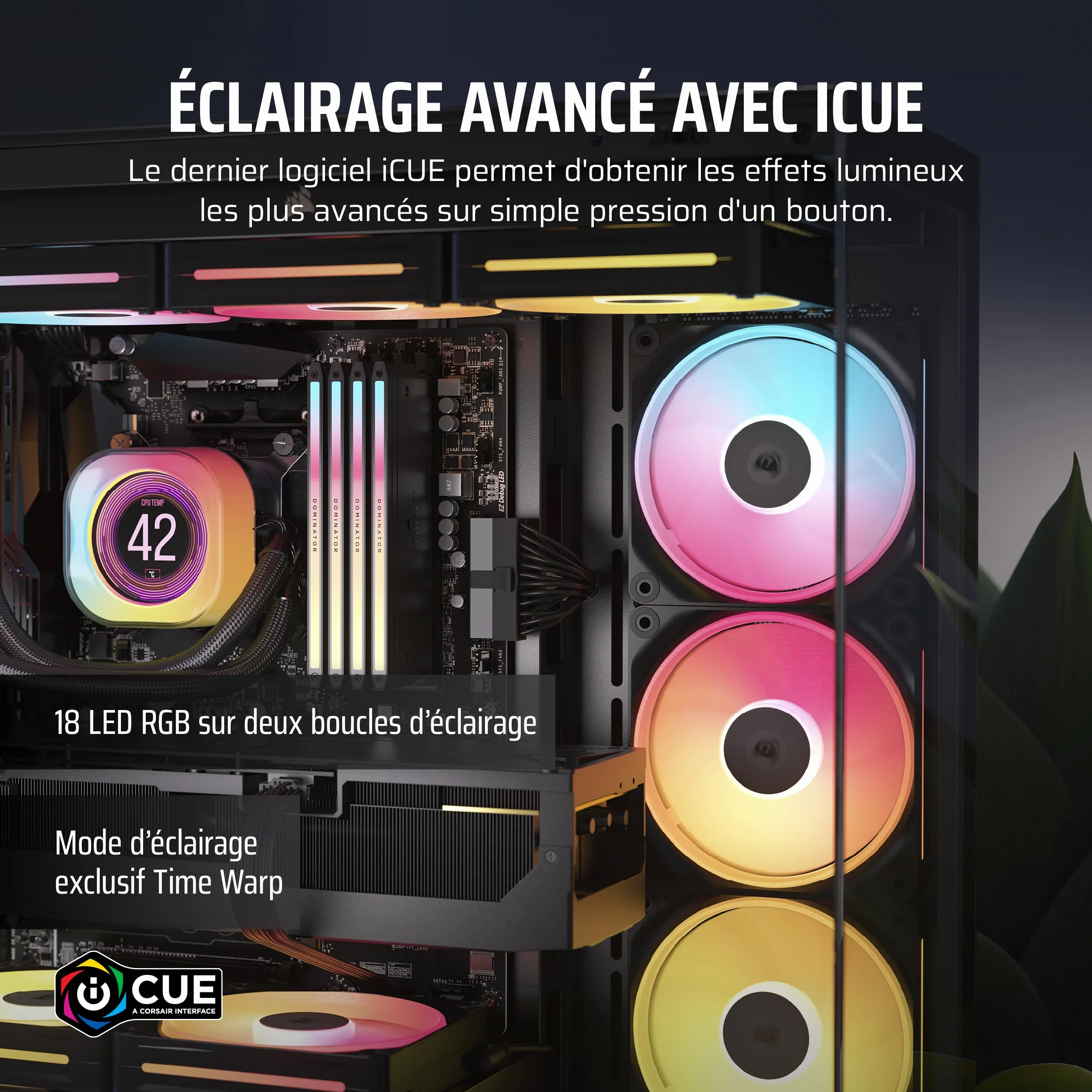 CORSAIR iCUE Link LX120-R RGB 120mm PWM Ventilateur Inversés Kit Triple Faible Bruit Double Boucle Lumineuse Noir