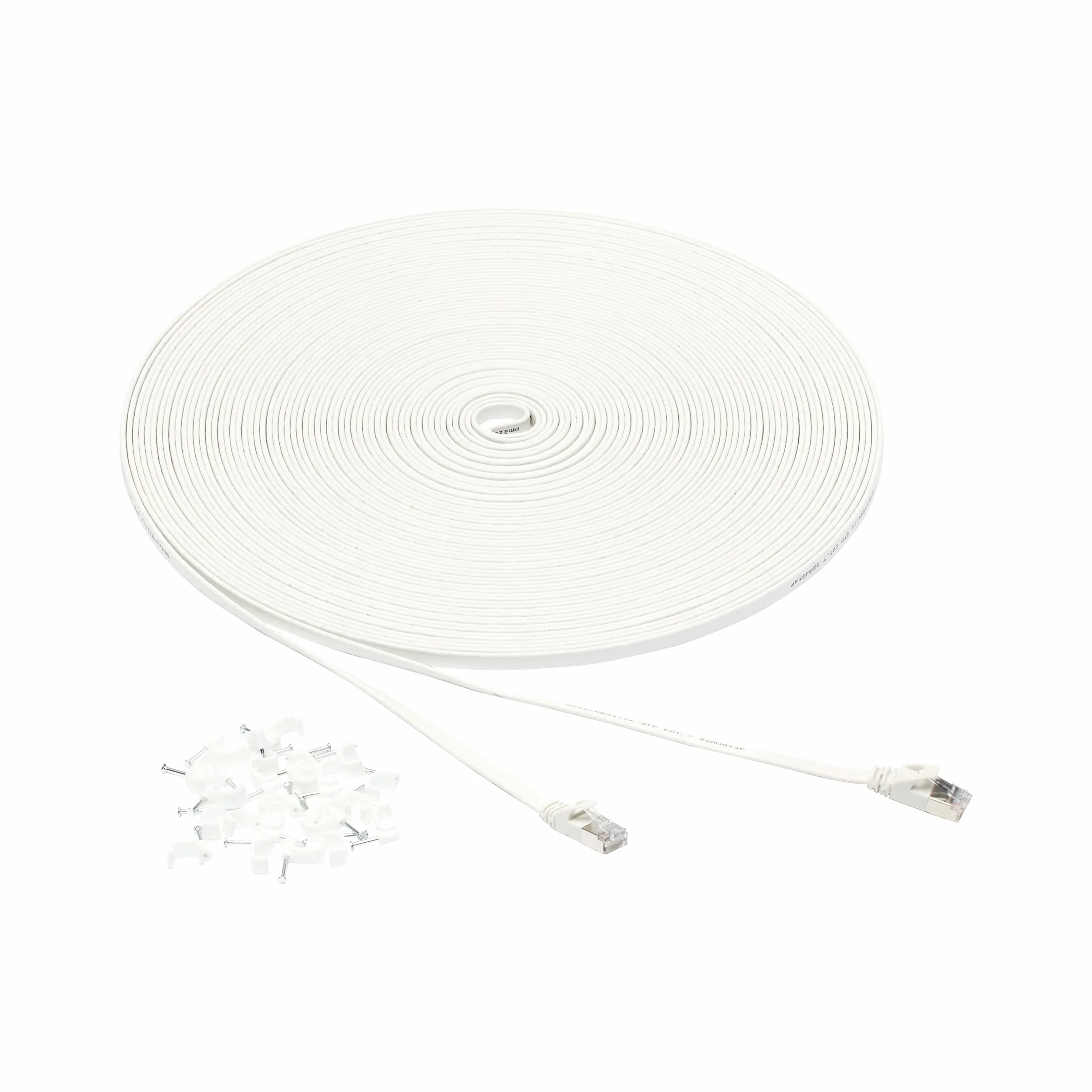 Amazon Basics Câble réseau Ethernet Gigabit Plat Cat-7 RJ45 30.5 m Blanc