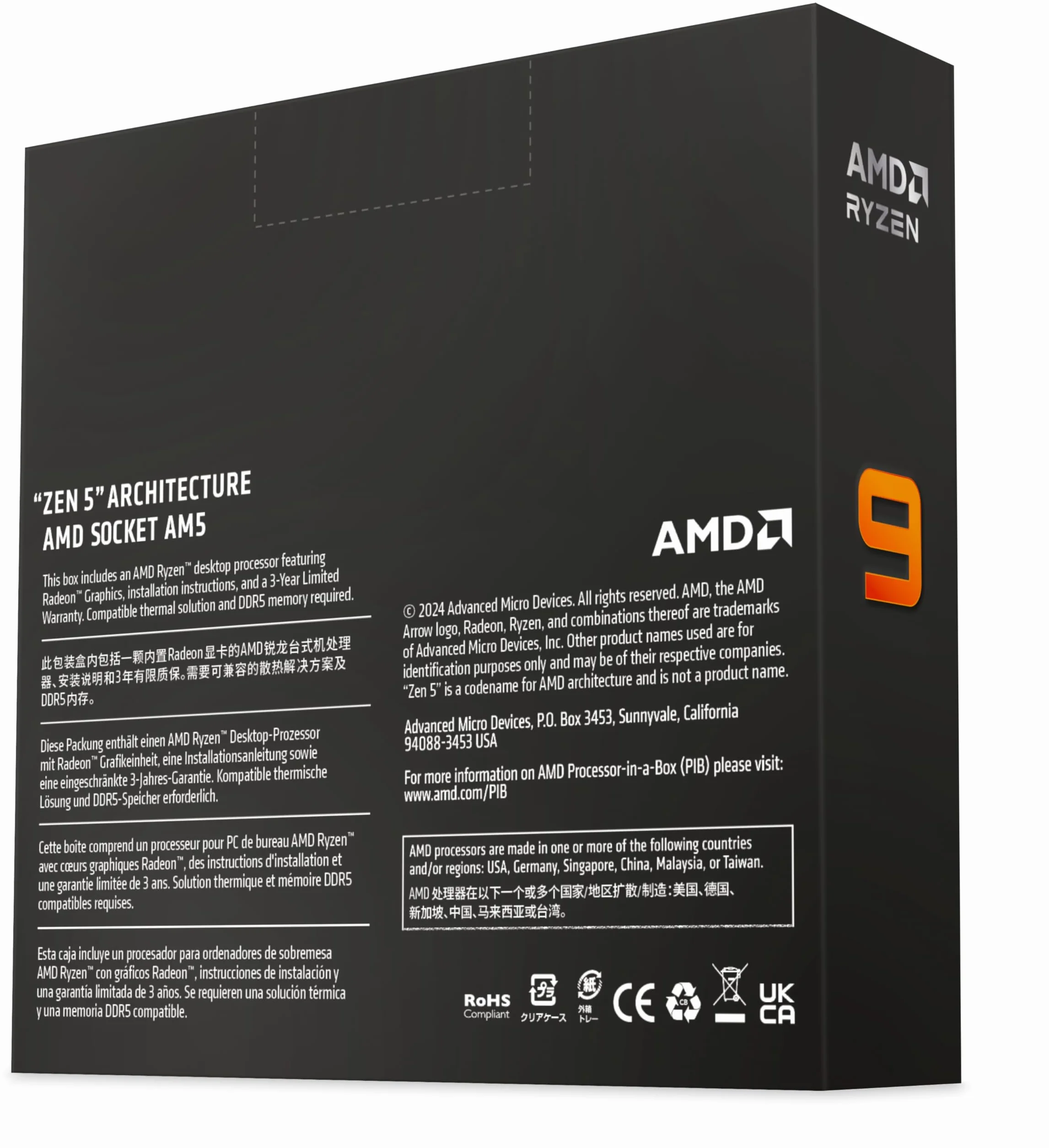 AMD Ryzen 9 9950X Processeur 16 Coeurs 32 Threads 5.7 GHz Socket AM5
