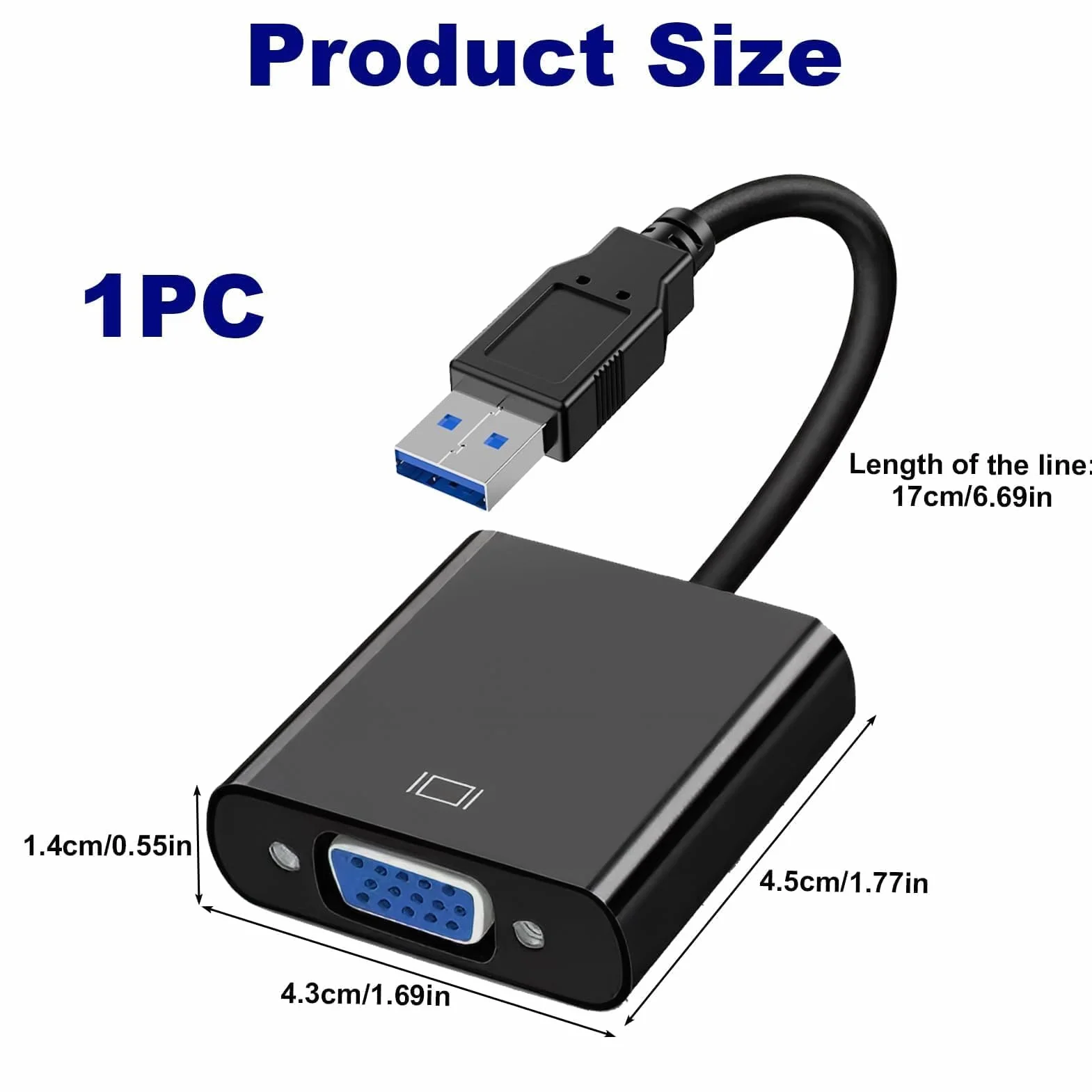 Adaptateur USB 3.0 vers VGA Convertisseur Vidéo HD 1080p Multi écrans