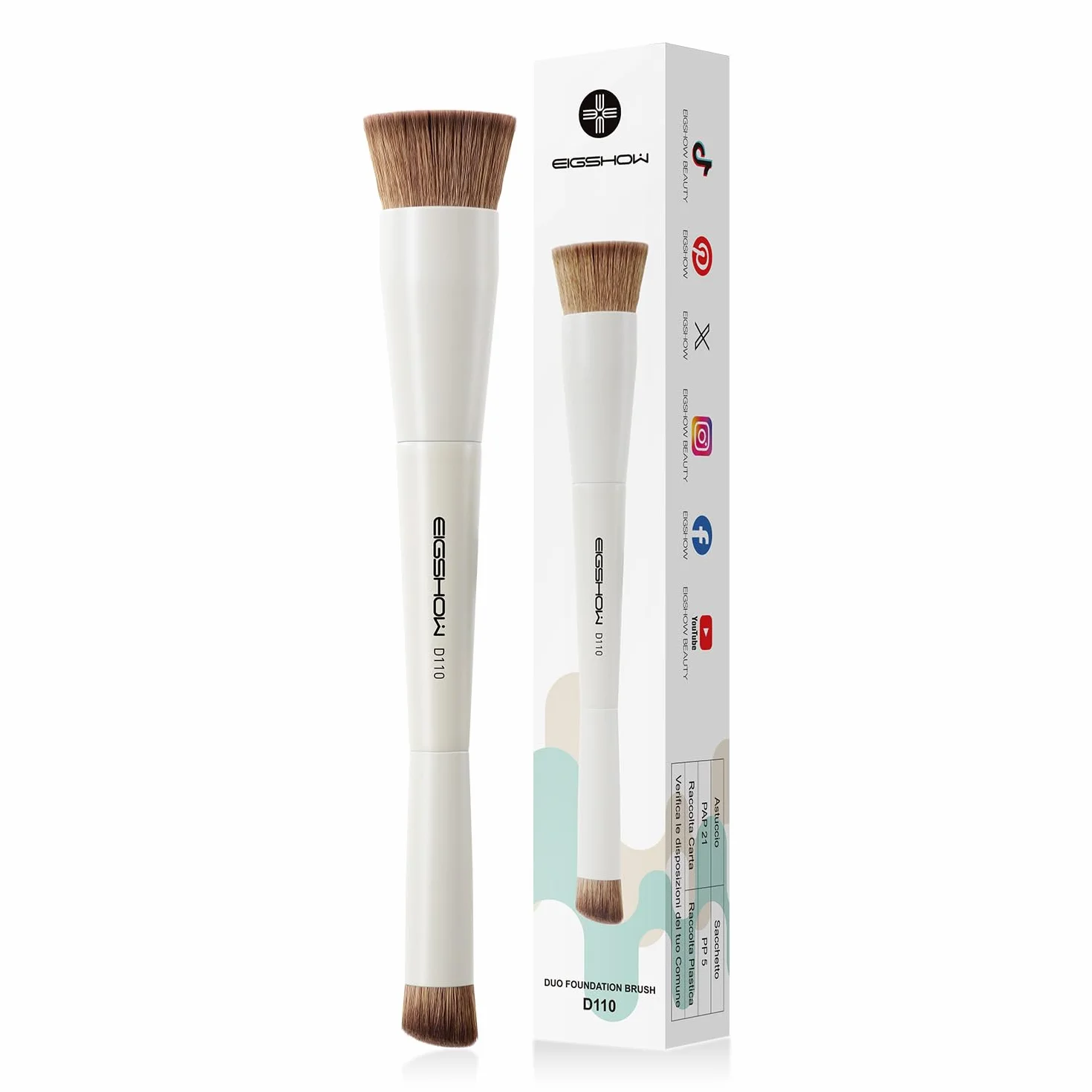 Pinceau de maquillage double extrémité fond de teint et anticernes EIGSHOW D110 Beige