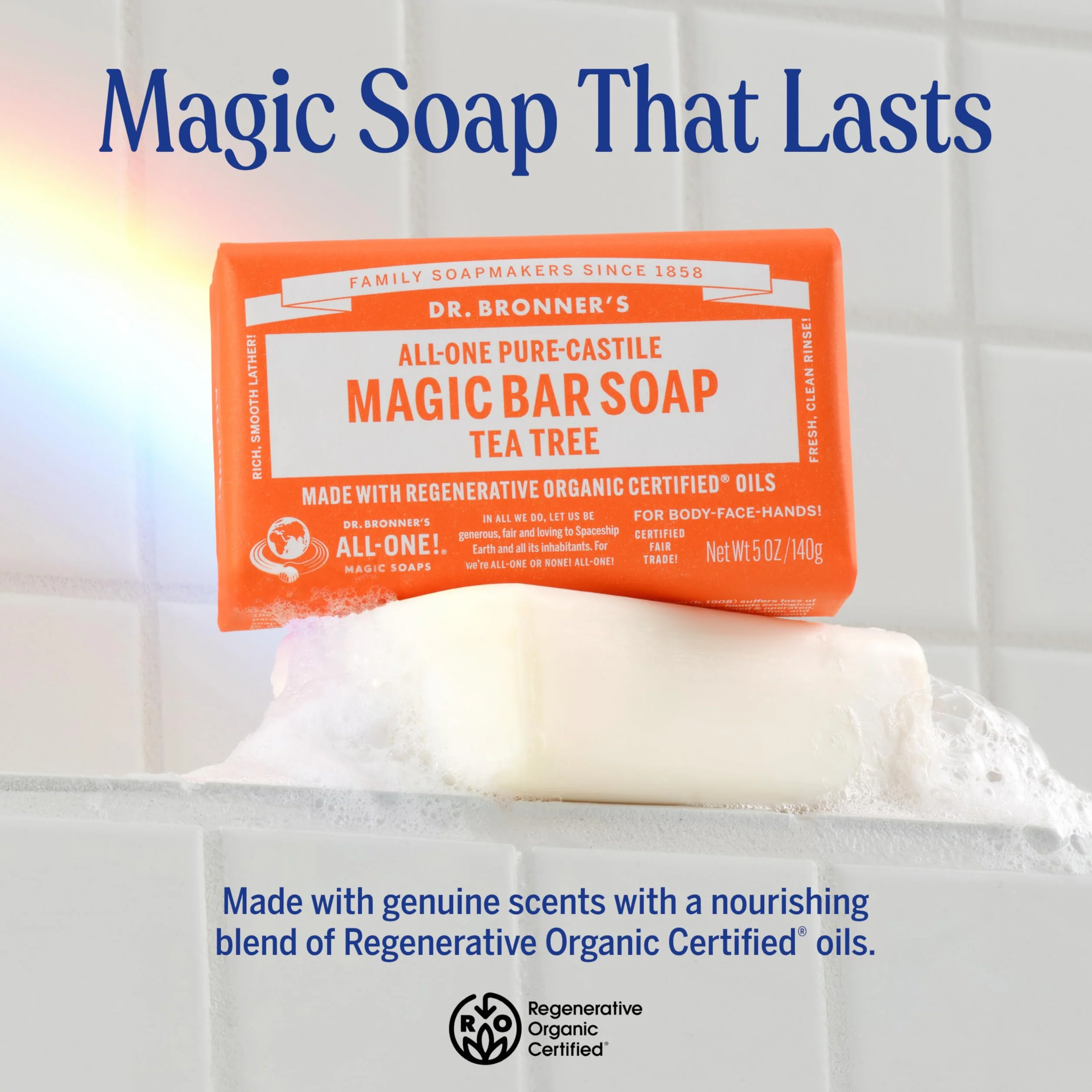 Dr. Bronner's Magic Soaps Savon de Castille pur Arbre de thé Tout-Un chanvre 5 oz 140 g