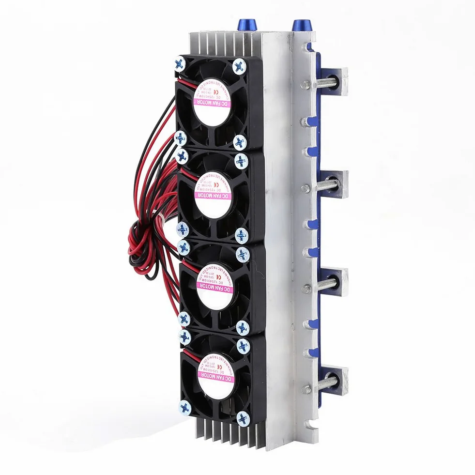 Refroidisseur Semi Conducteur 288W pour Aquarium Piscine Appareils Equipements Thermostatique Air Eau Refroidissement Sans Prise 4 Ventilateurs DIY