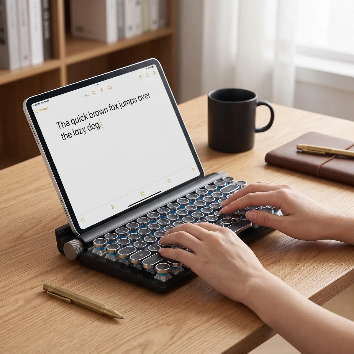 Clavier Mécanique sans Fil Vintage avec Interrupteur Bleu et