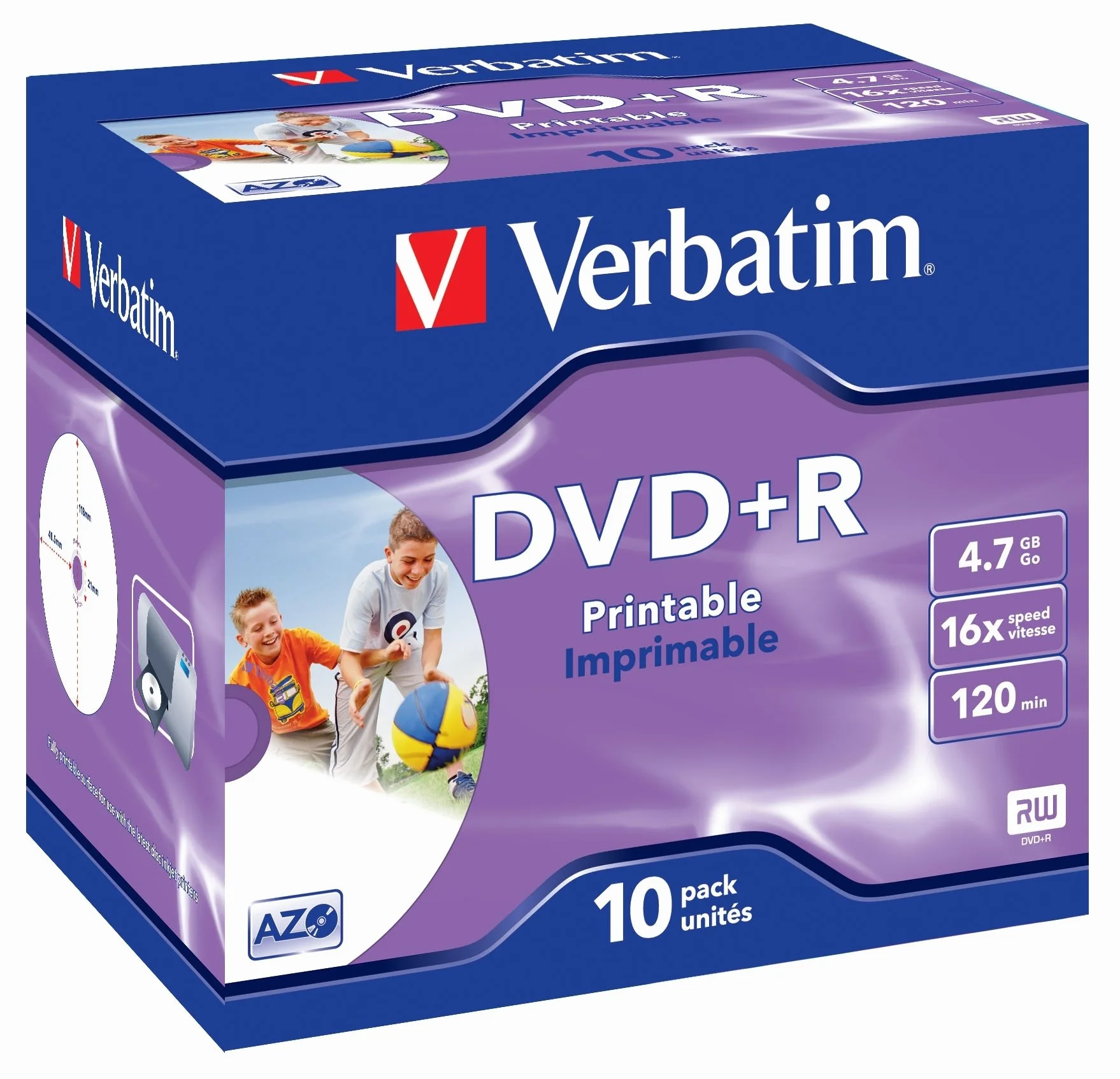 Verbatim DVD+R Full Printable Jewelcase 4.7GB 16x 10 sztuk