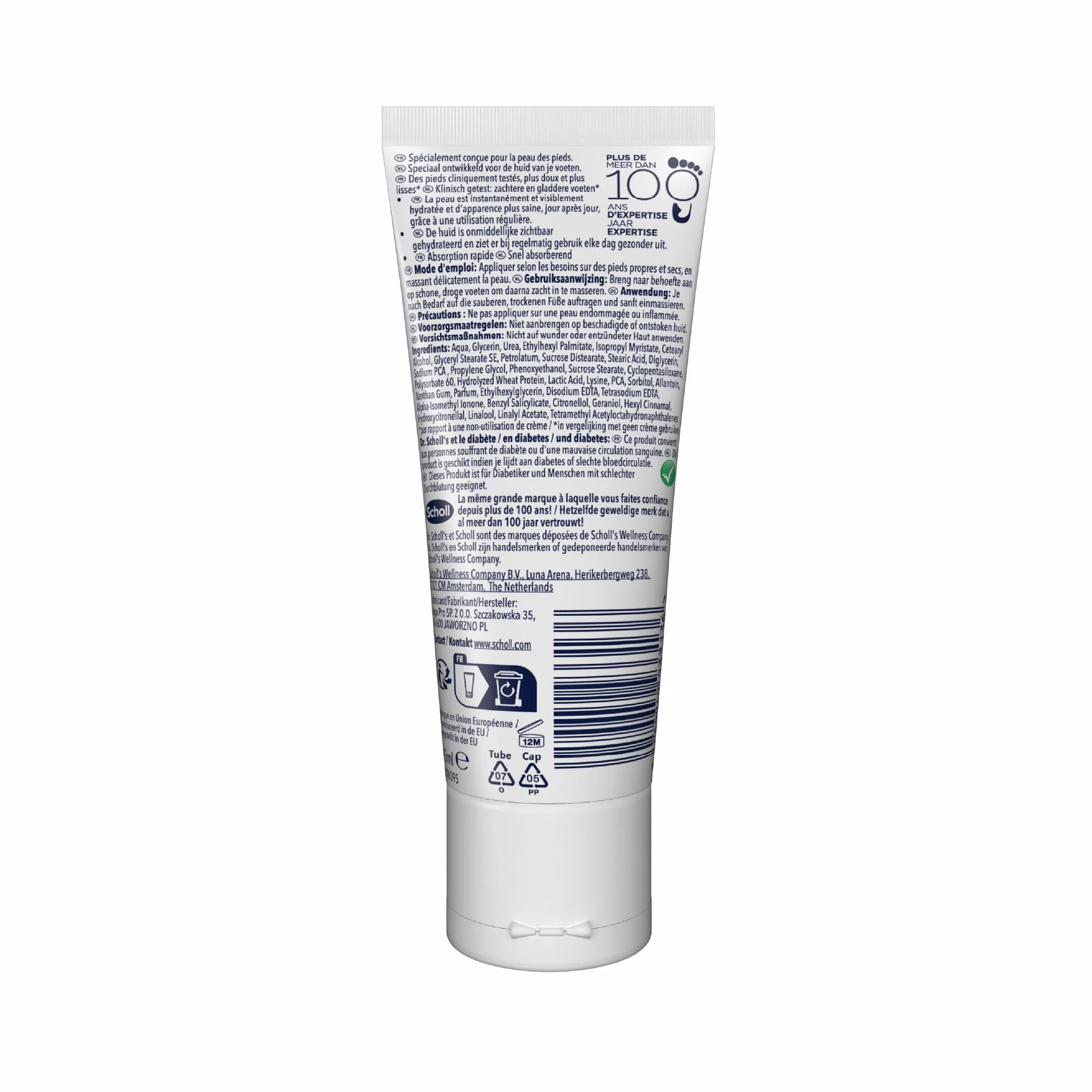 Dr. Scholl's Crème Pieds Hydratation Renforcée Peaux Sèches 75ml