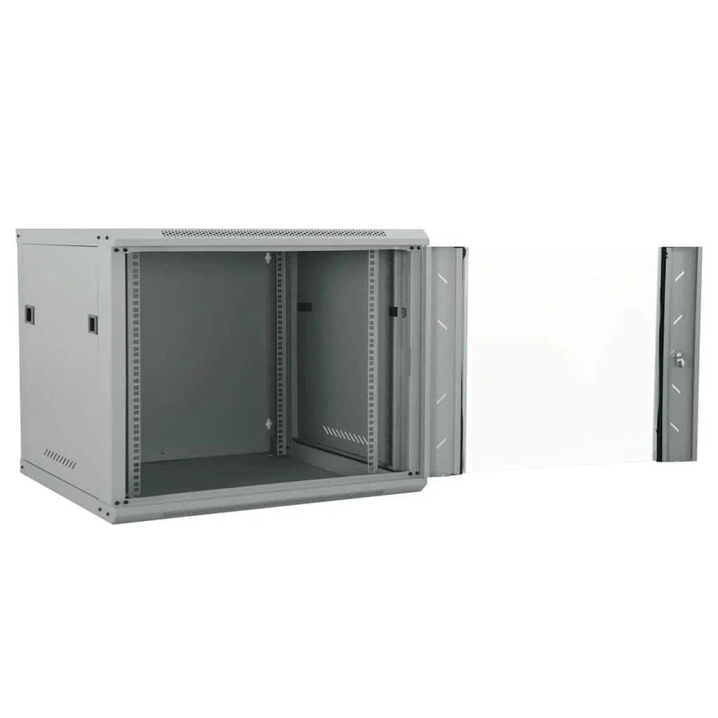 Armoire réseau 60 x 60 x 50 cm - Boîtier mural 19" - Armoire serveur en acier verrouillable pour technologie réseau, équipement informatique, gris