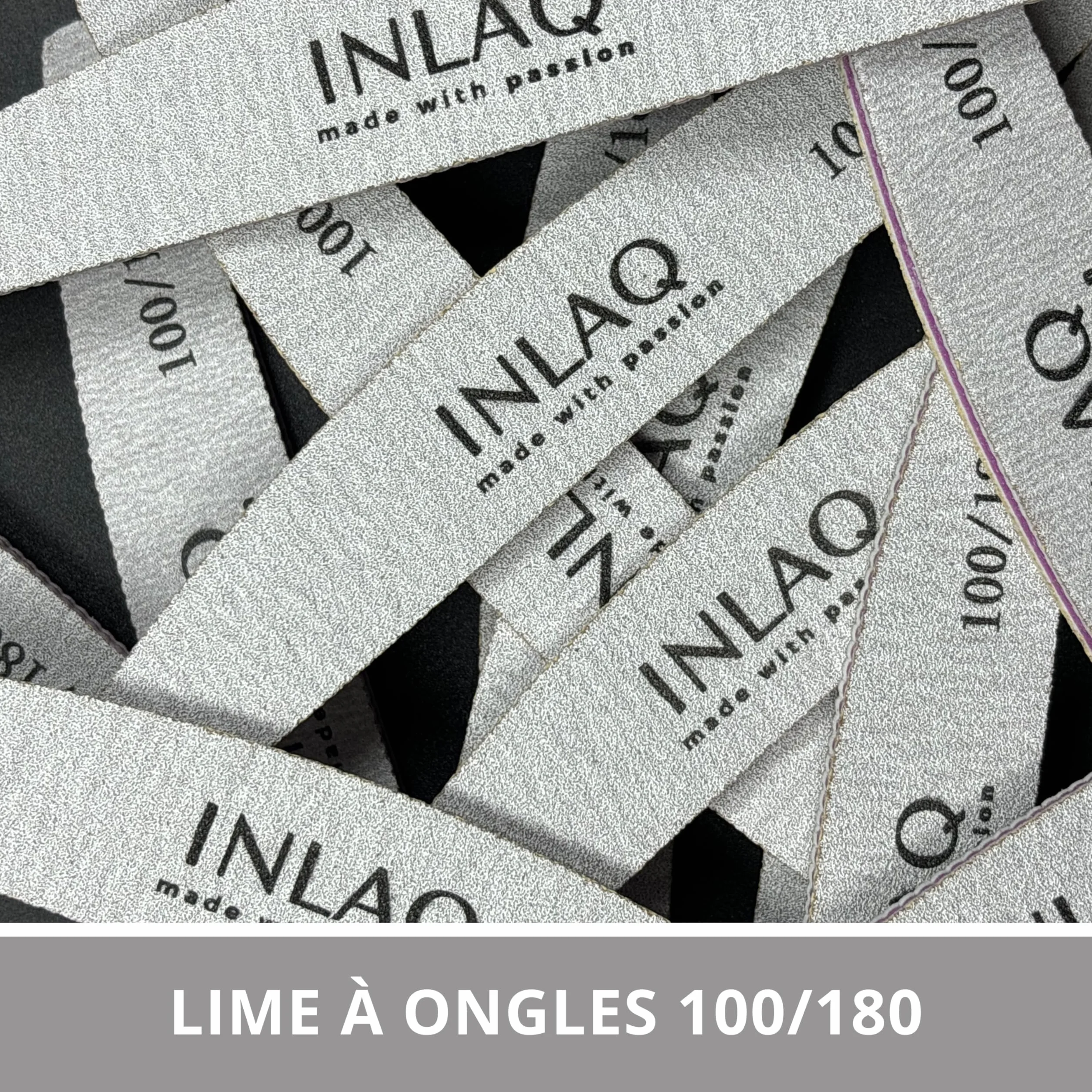 INLAQ Lime à Ongles 100/180 - Professionnelle en demi-lune Durable Résistante à l'abrasion - Set de Limes à Ongles Jetable - 25 pièces