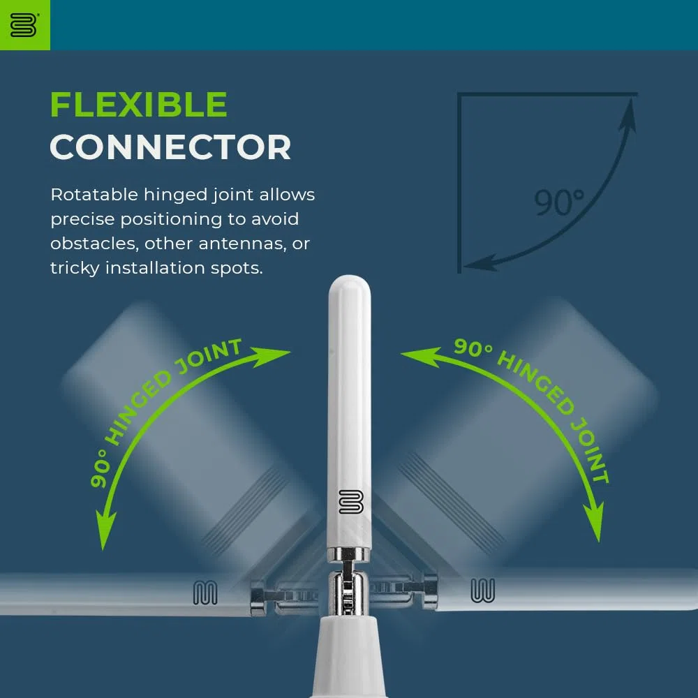 Bolton Lot de 2 antennes WiFi pour fléchettes | Monopole | Double bande 2,4/5,8-7,125 GHz | Connecteur RP-SMA M | Omnidirectionnel | Compact, rotatif, à charnière | Pour routeurs WiFi et points