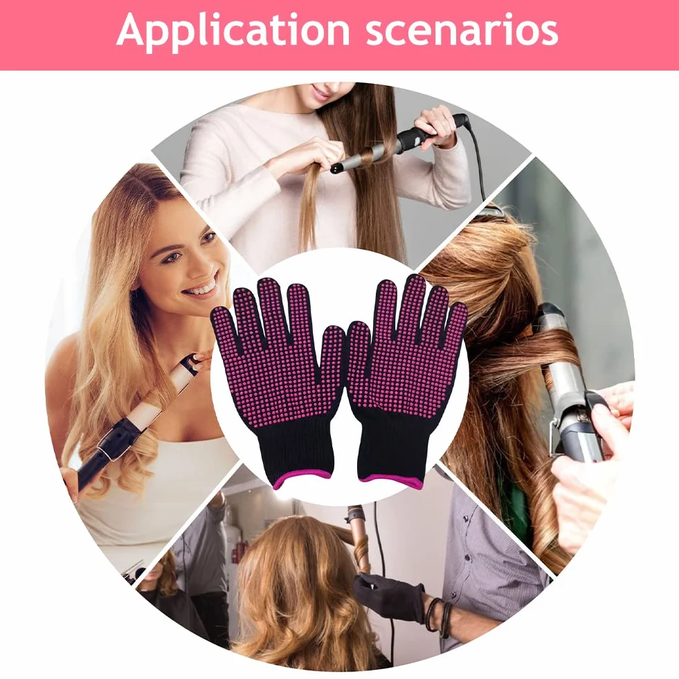 Gants Résistants à la Chaleur pour Coiffure Professionnels Thermiques Rose