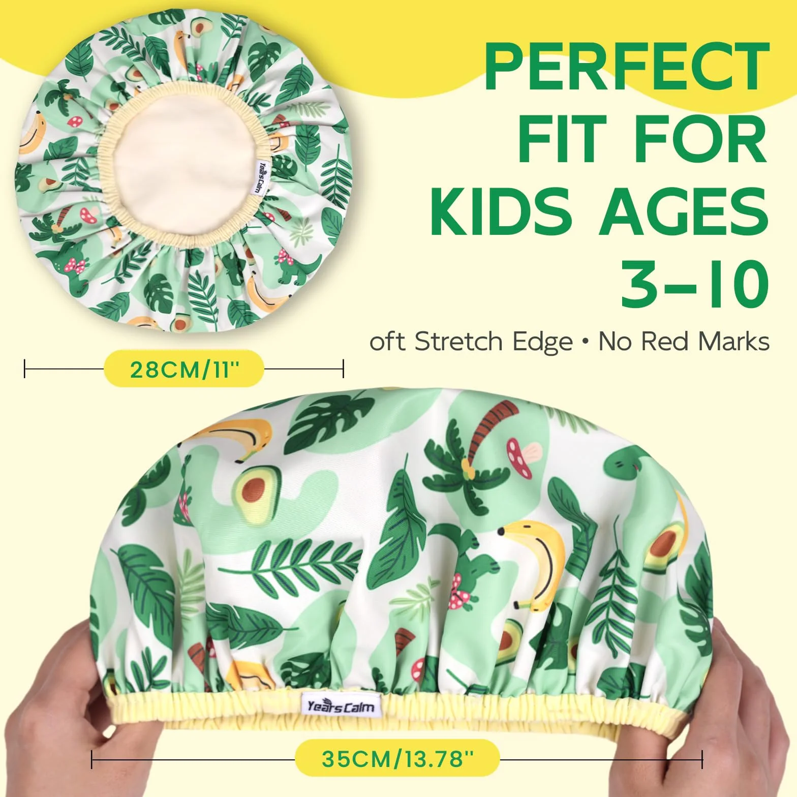Bonnet de douche pour enfants imperméable réutilisable double couche bande élastique douce bonnet de bain lavable