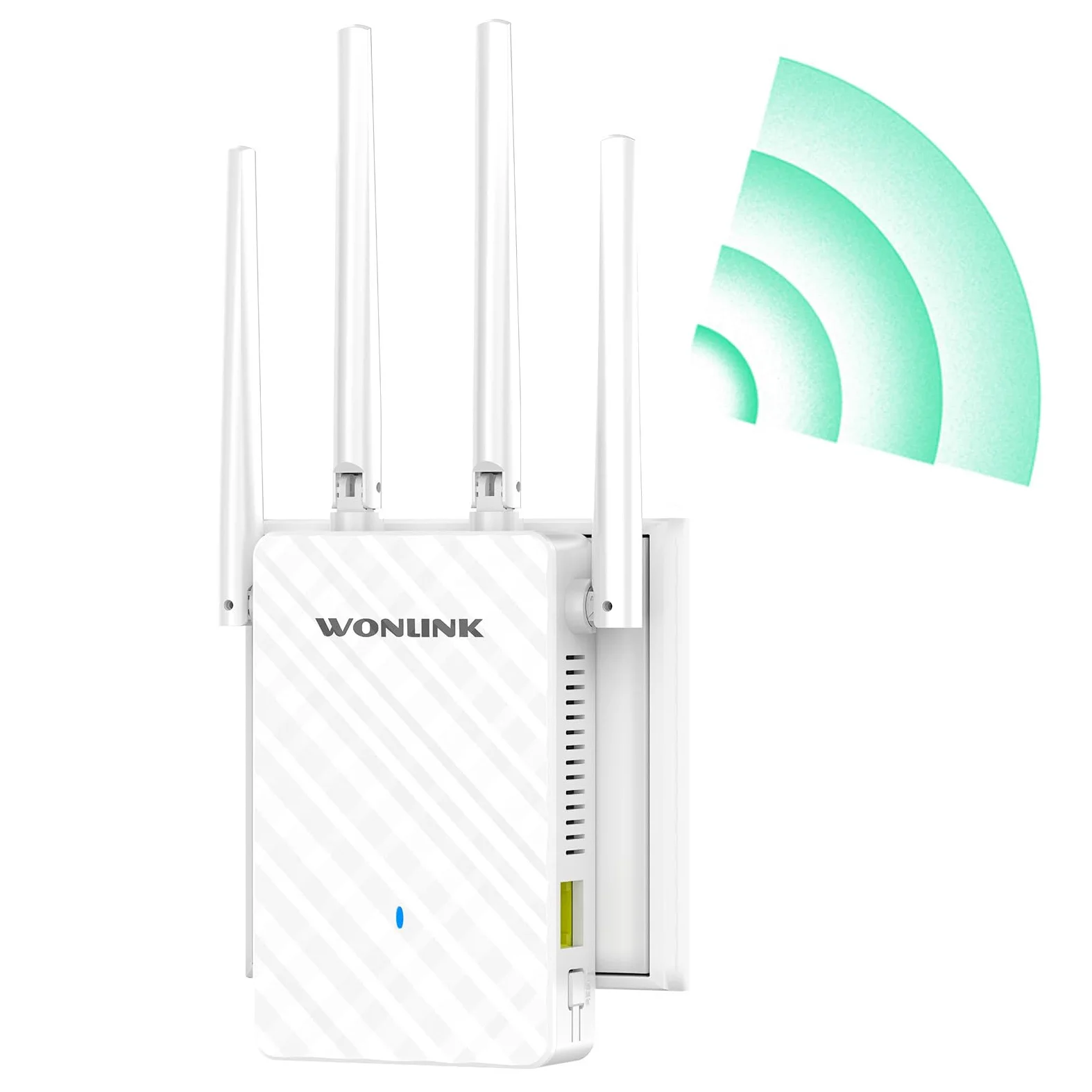 Répéteur WiFi Puissant AC1200, Repeteur WiFi Double Bande 5GHz et 2,4GHz 1200Mbps Amplificateur WiFi avec Port Ethernet, 4 Antennes, WPS, Compatible avec Toutes Les Box Internet