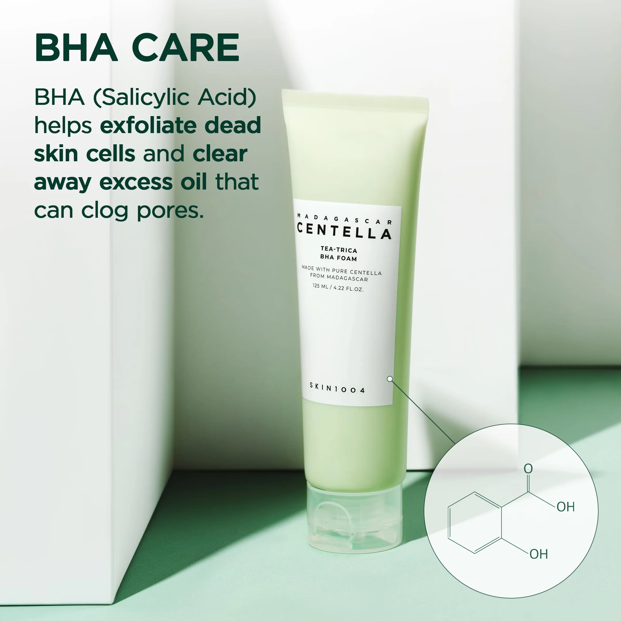 SKIN1004 Mousse BHA Centella Tea-Trica de Madagascar 125 ml Soin nettoyant professionnel