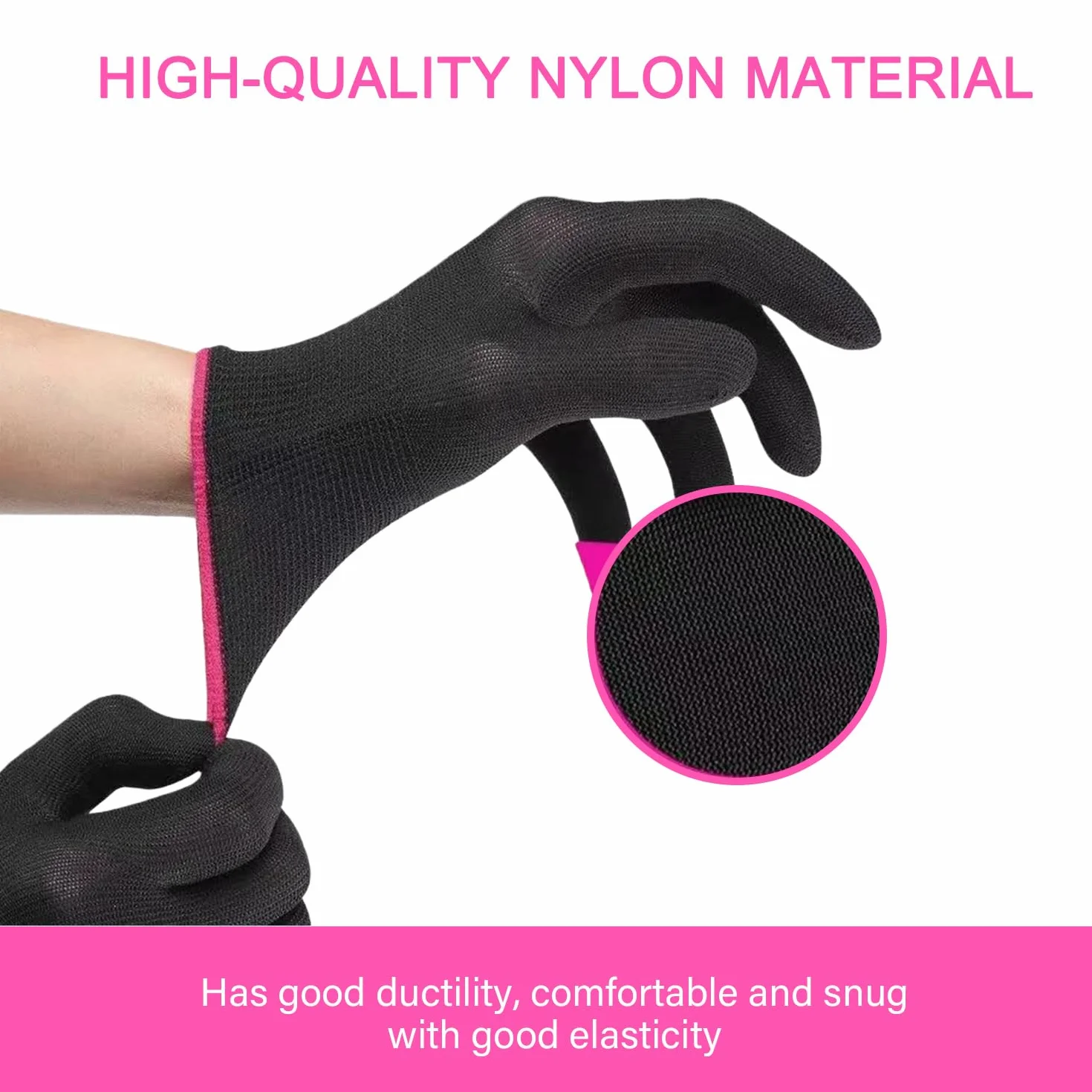 Gants de protection professionnels résistants à la chaleur extensibles pour le coiffage (rose rouge) 2 pièces