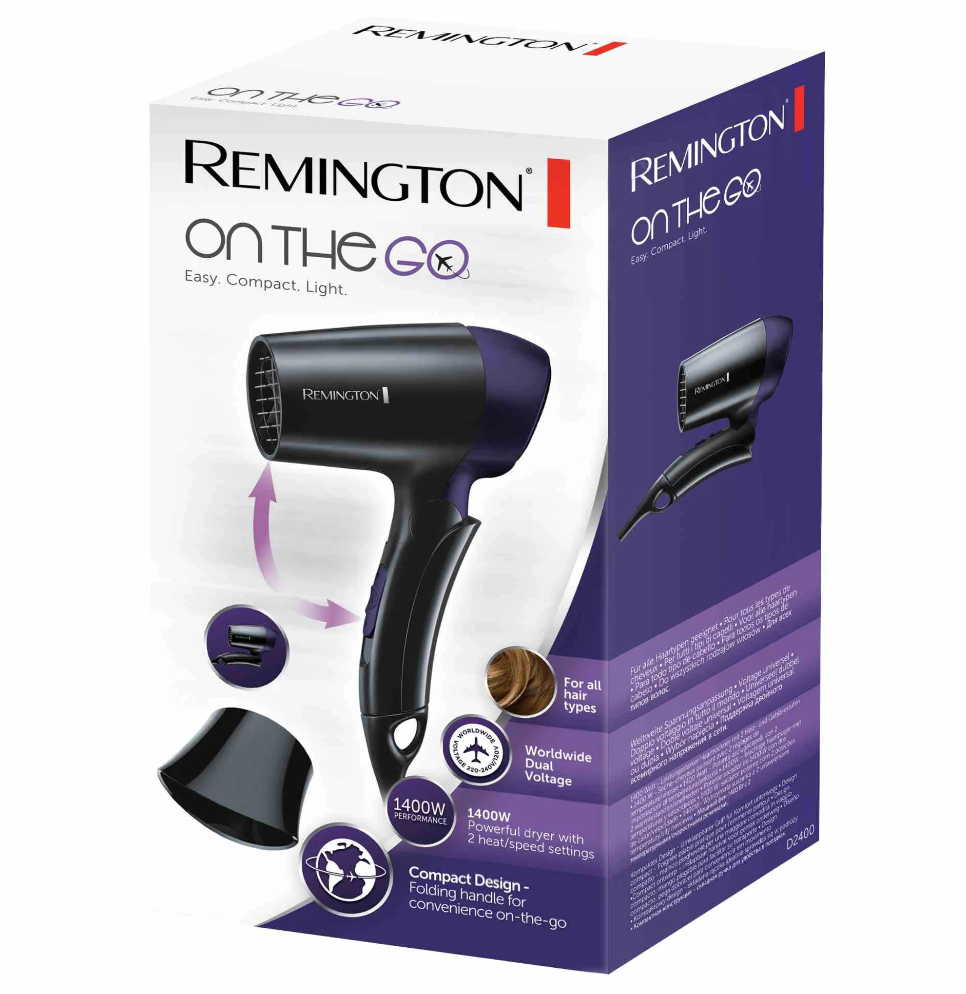Remington Sèche-Cheveux Pliable Ultra Compact Léger 1400W Voyage D2400