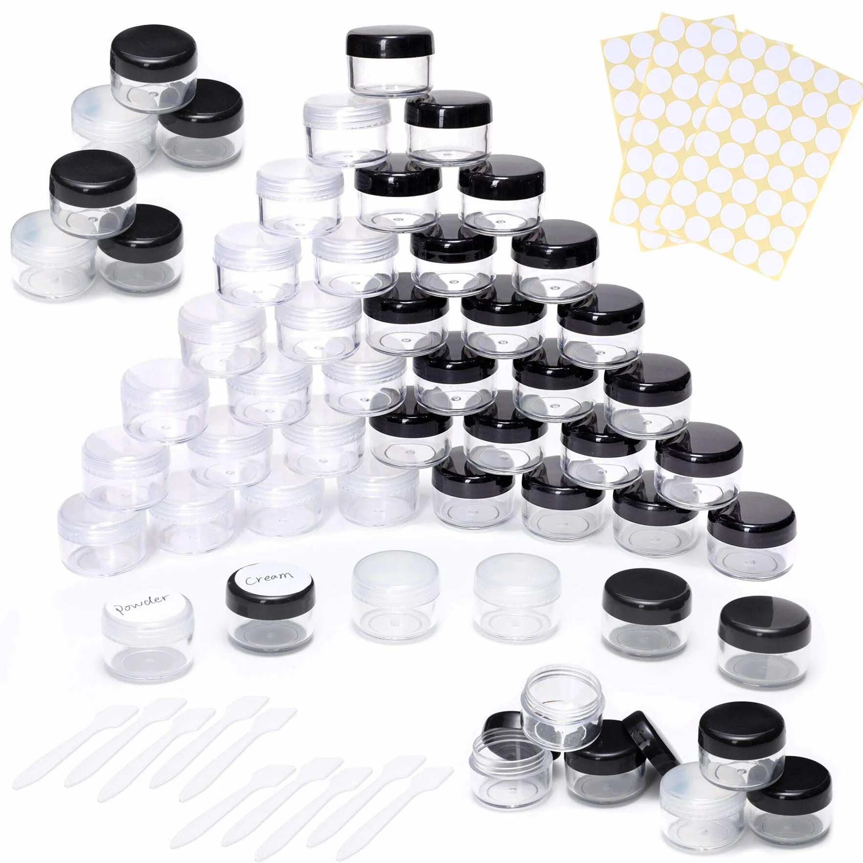 Conteneur Cosmétique 5ml Vide Transparent Noir Blanc Petit Pot Rond Plastique pour Baume à Lèvres Lotion Crème Pilules