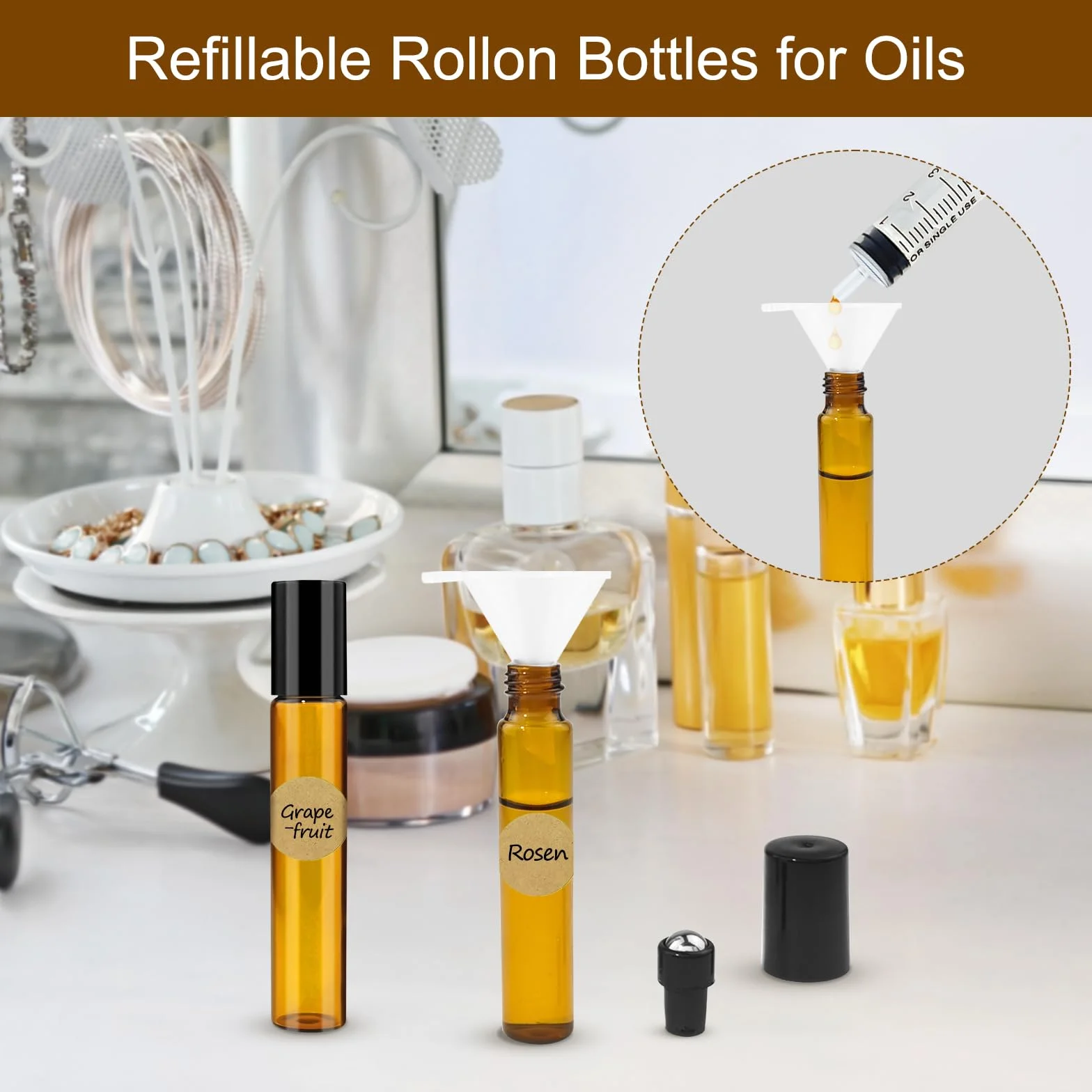 Bouteille Flacon Roll On Vide 10ml 30 Pièces Huiles Essentielles Aromathérapie Parfum