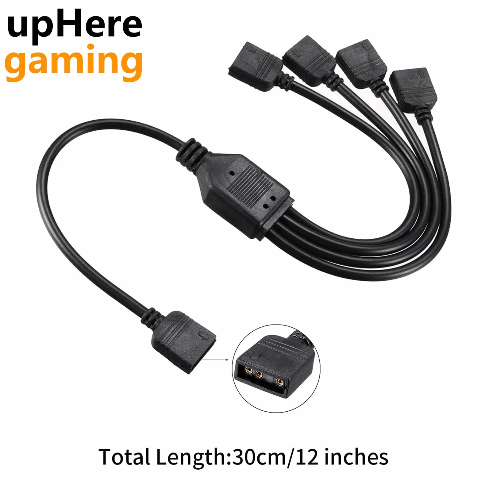 Hub ARGB Adaptateur RGB 1 à 4 Splitter Cable 30 cm Broches Mâles upHere Gaming
