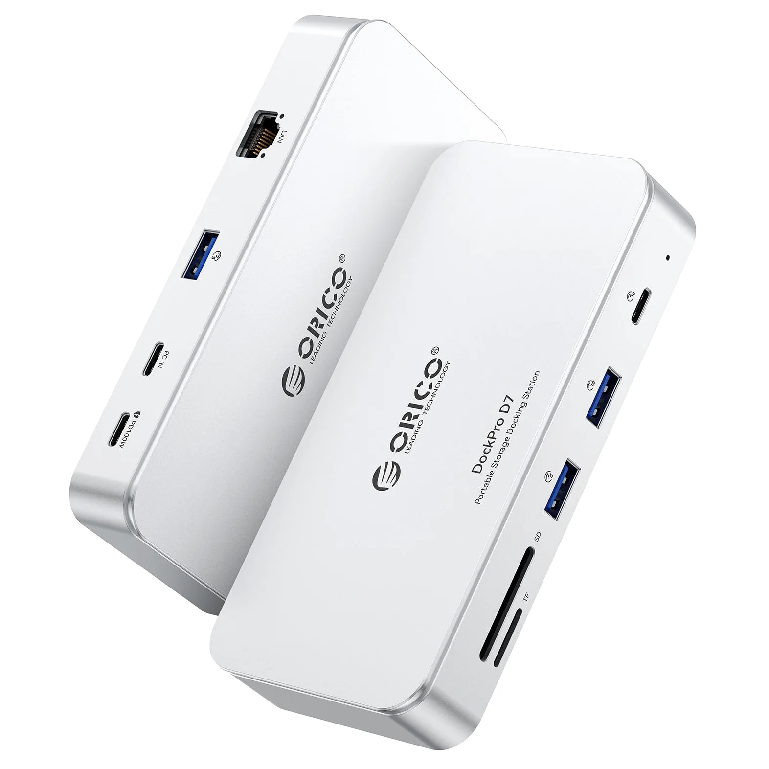ORICO Hub USB C 7 en 1 avec boîtier SSD M.2 NVMe de 8 to, Station d'accueil avec Ports USB-C et USB-A 10 Gbit/s, 2 Ports USB-A 5 Gbit/s, 3.0 SD/TF, 100 W PD, Gigabit Ethernet, Station d'accueil