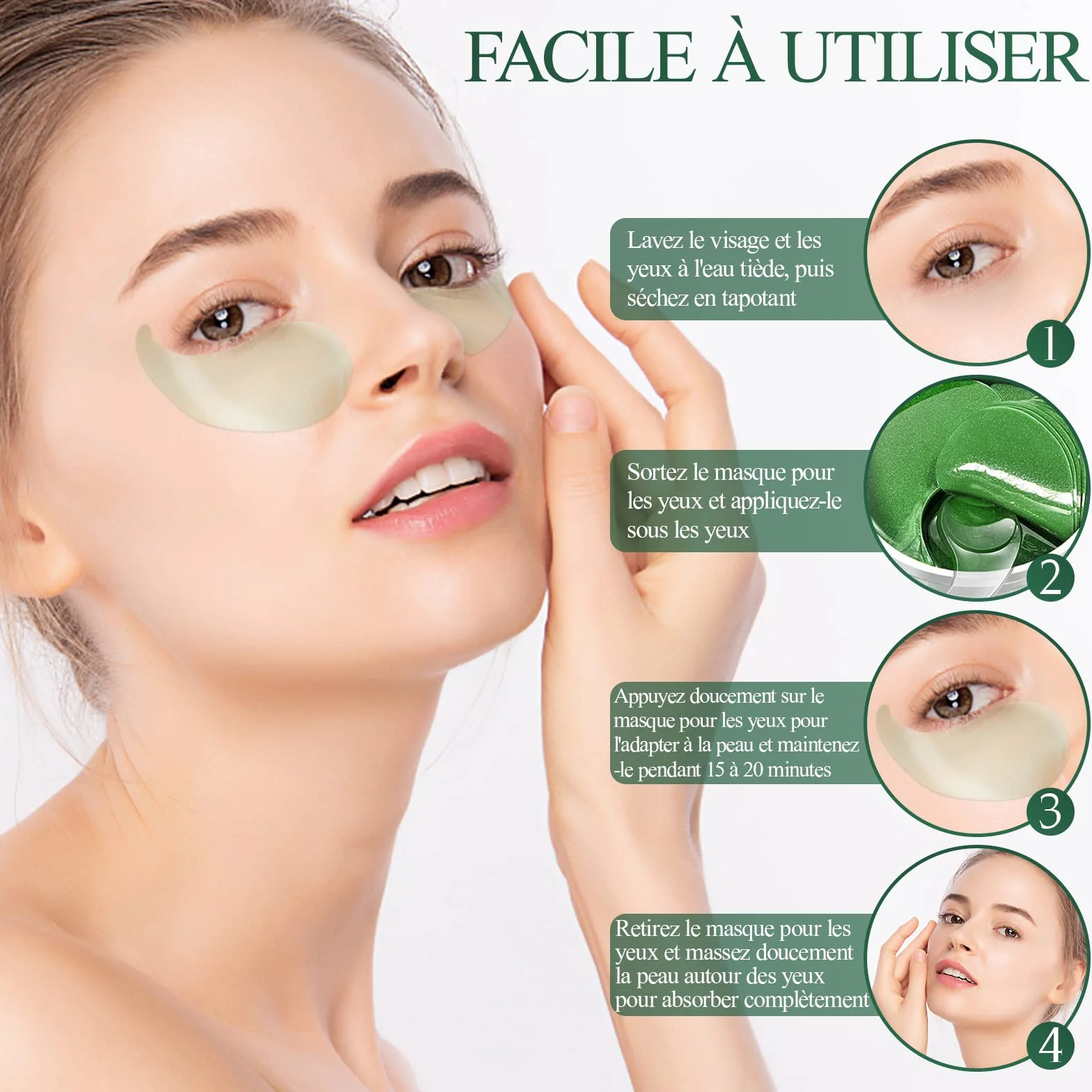 Eveellyn Patch Yeux Anti Cernes Hydratant Anti-âge à L'aloe Vera, 60 pièces