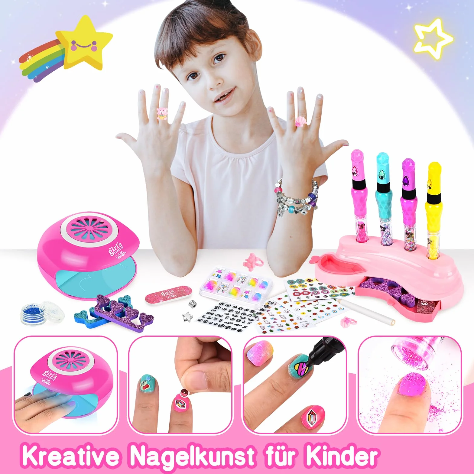 Coffret Maquillage Enfant Vernis à Ongle Kit Manucure Fille 6-12 ans Cadeau