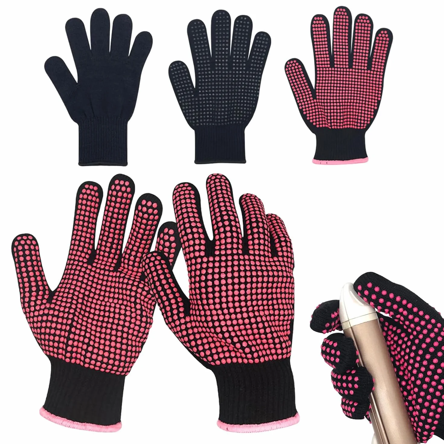 Gants Thermiques de Coiffure Professionnels Résistant à la Chaleur 3 Paires