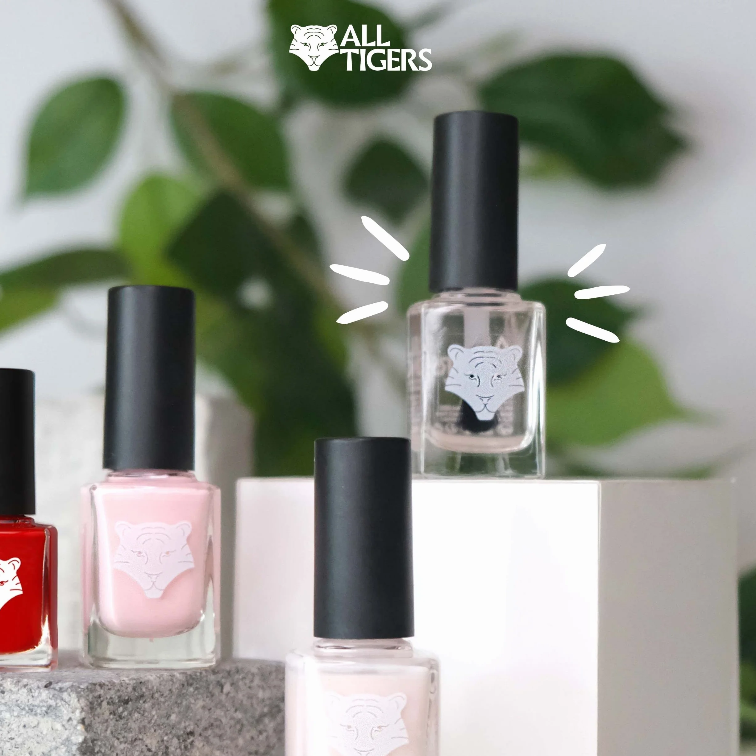 ALL TIGERS Base & Top Coat Vernis à Ongles Transparent 190 11ml Vegan Naturel