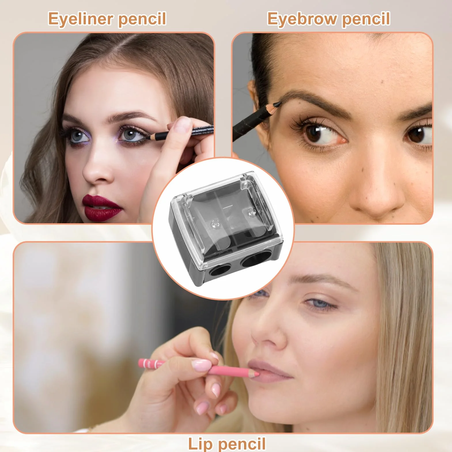 Taille-Crayon Maquillage Double Trou, Pour Crayons Jumbo Et Standard