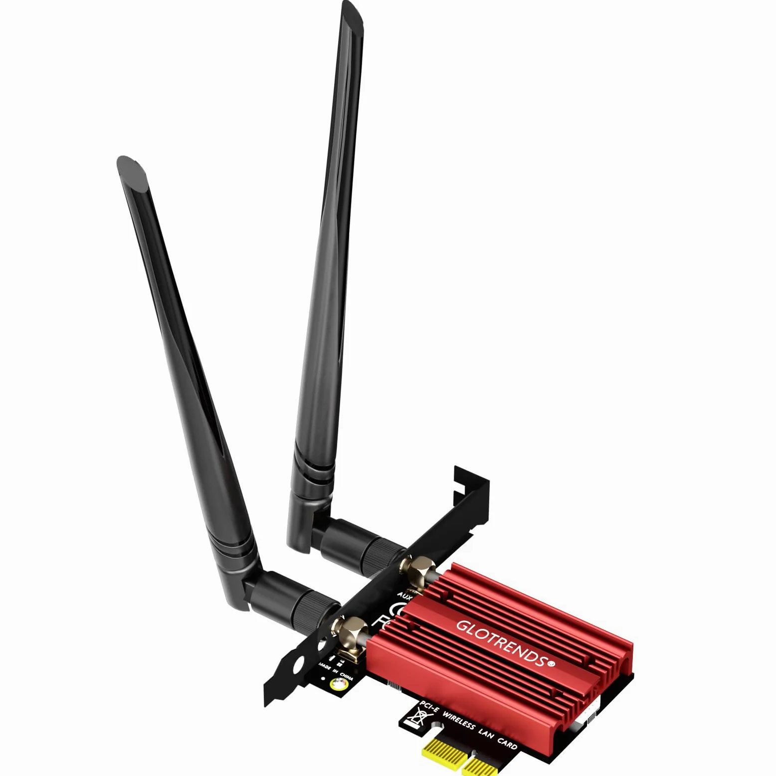 GLOTRENDS Carte WiFi 7 PCIe pour PC de Bureau, Intel BE200, Bluetooth 5.4 | Jusqu'à 5,8 Gbit/s, 320 MHz, 4K-QAM,Tri-bande 2,4/5/6 GHz,Pour Windows 11 24H2+, pas pour les cartes mères AMD
