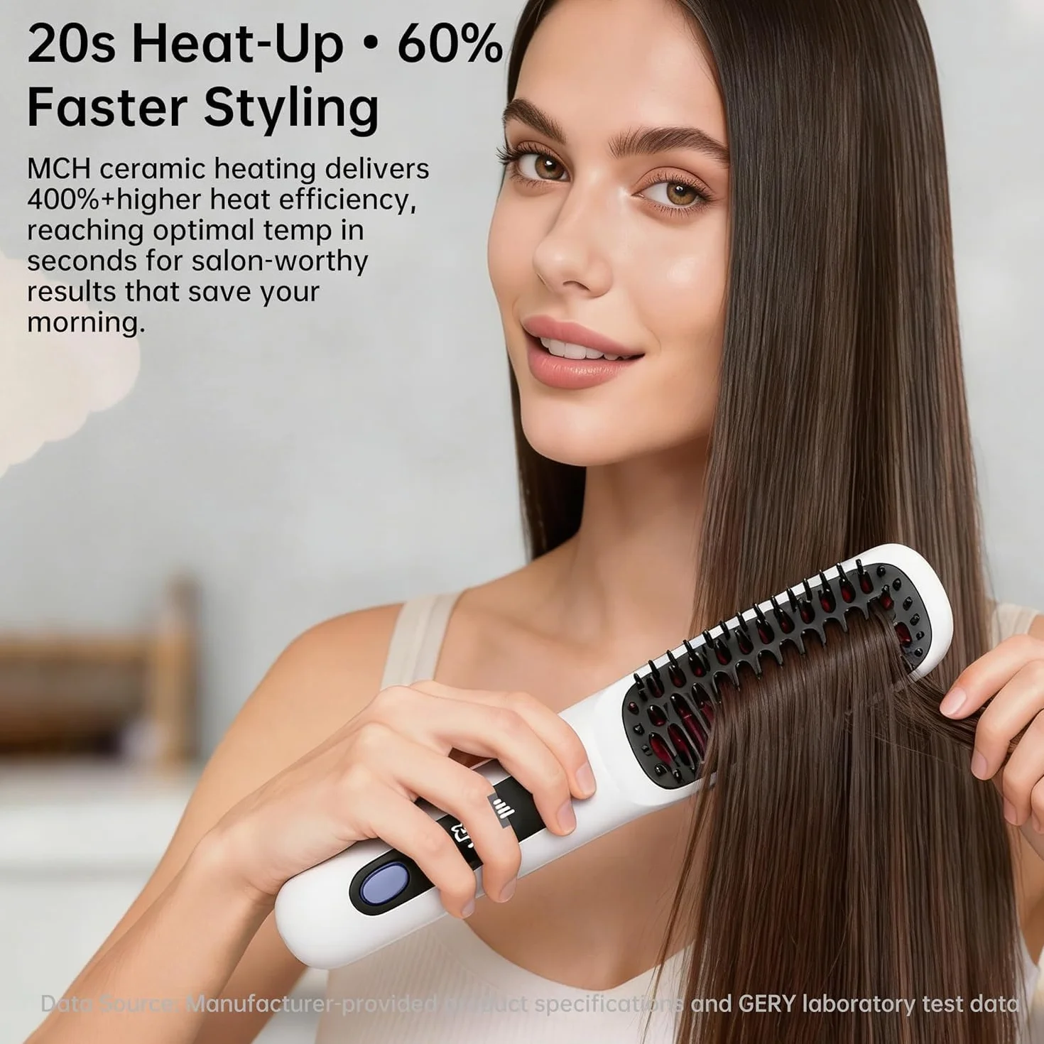 Brosse Lissante Sans Fil Portable Rechargeable Revêtement Céramique 3 Niveaux Température