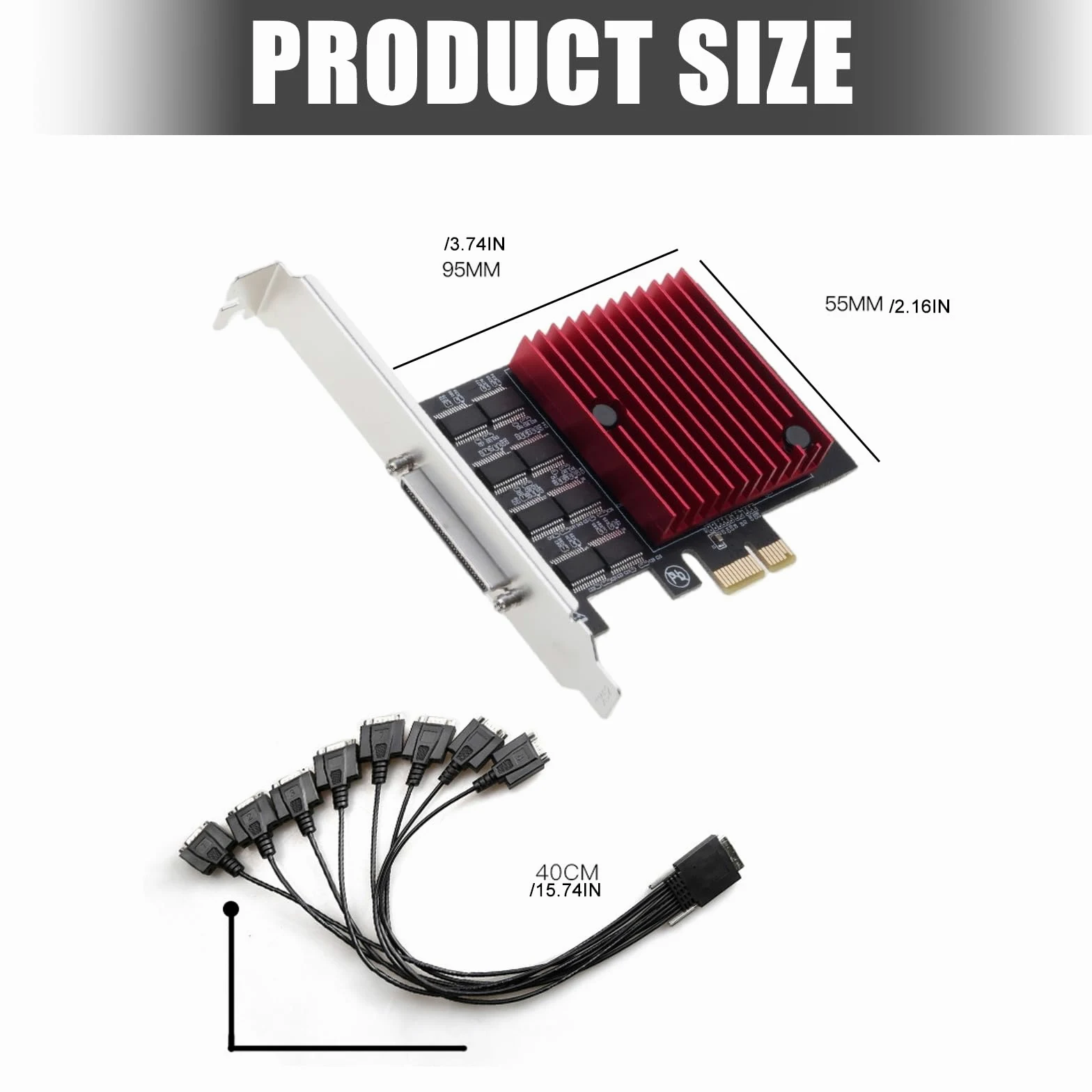 COOLHOOD Adaptateur d'extension PCIE vers 8 ports RS232 pour ordinateur