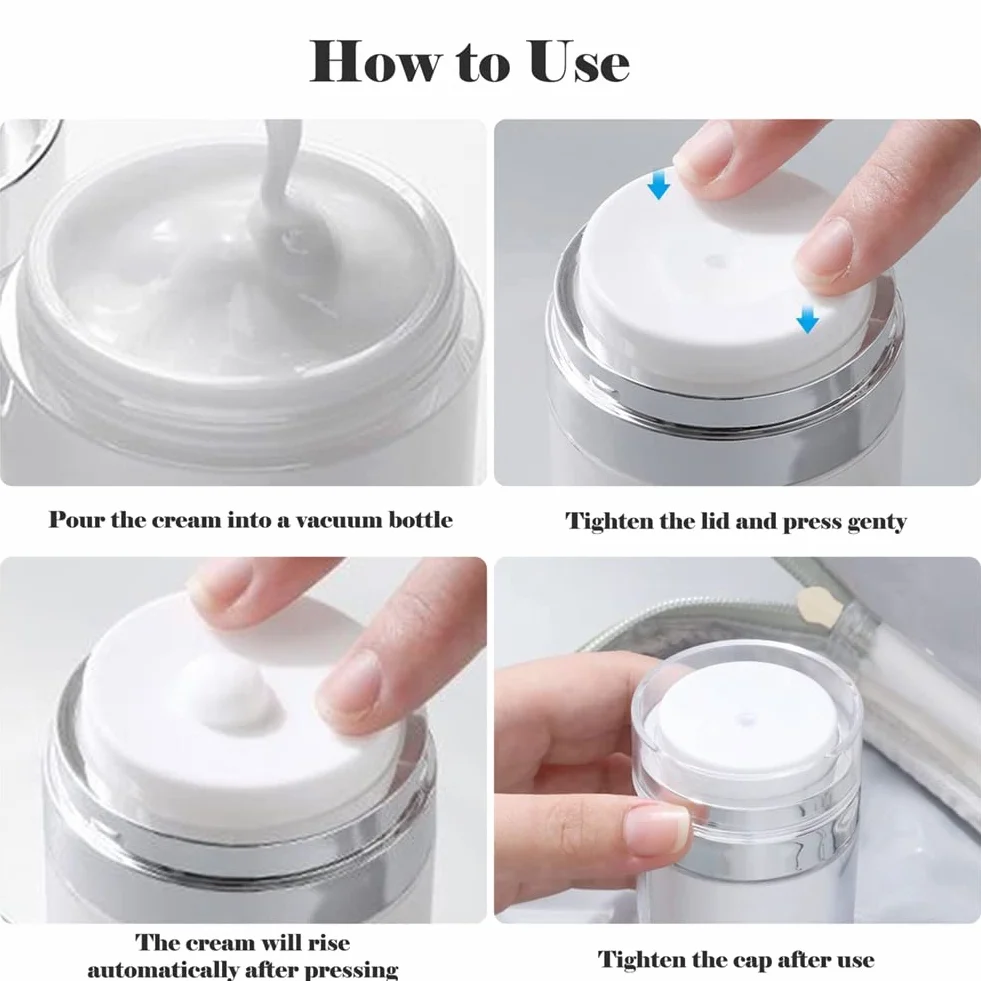 HOTUT Flacon Pompe sans Air 50ML Pot à Pompe Airless Cosmétique Vide pour Maquillage Crème