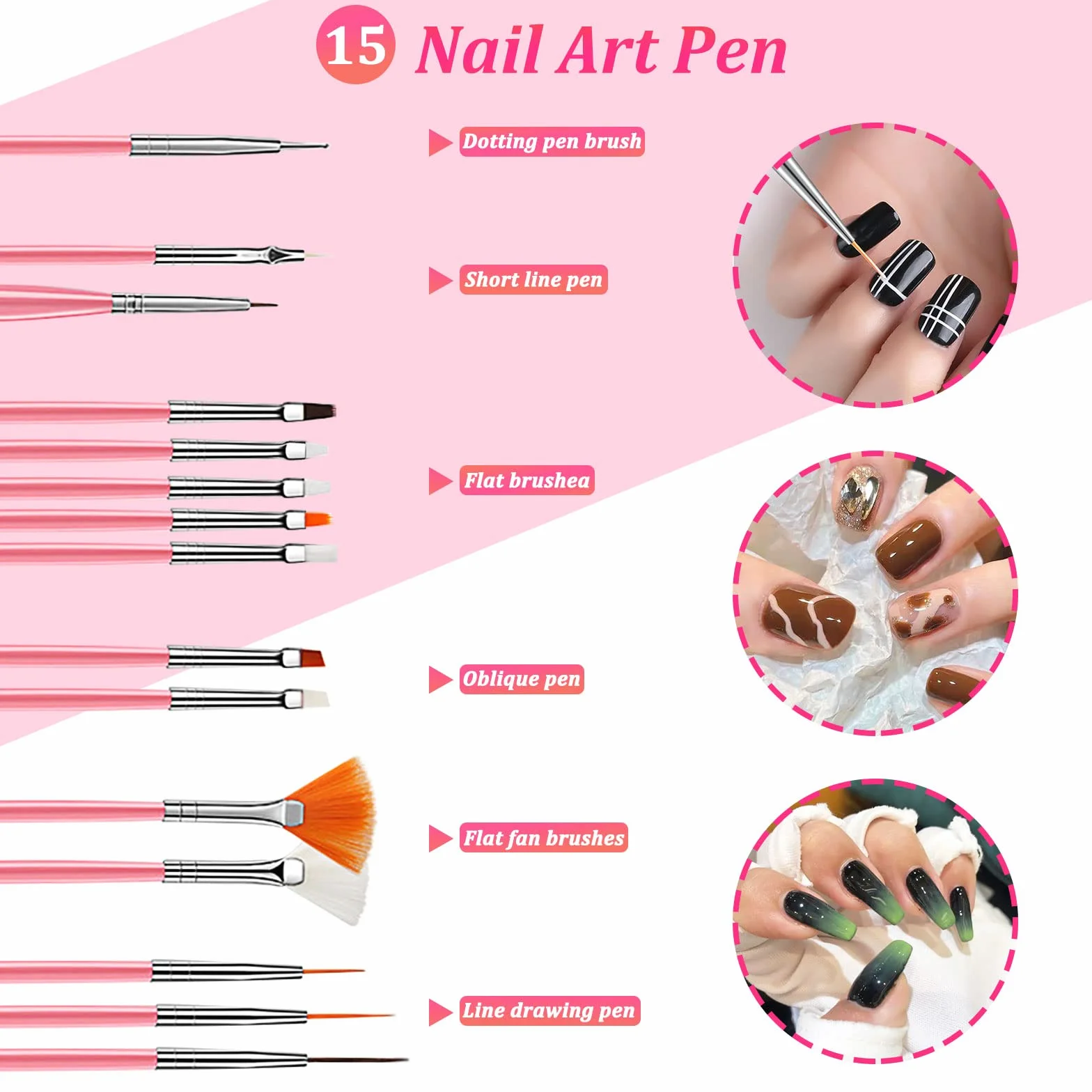 JOYBOY Kit de Nail Art 107pcs, Pinceau à Ongles avec 15 Peintures, Strass et Papier d'Aluminium