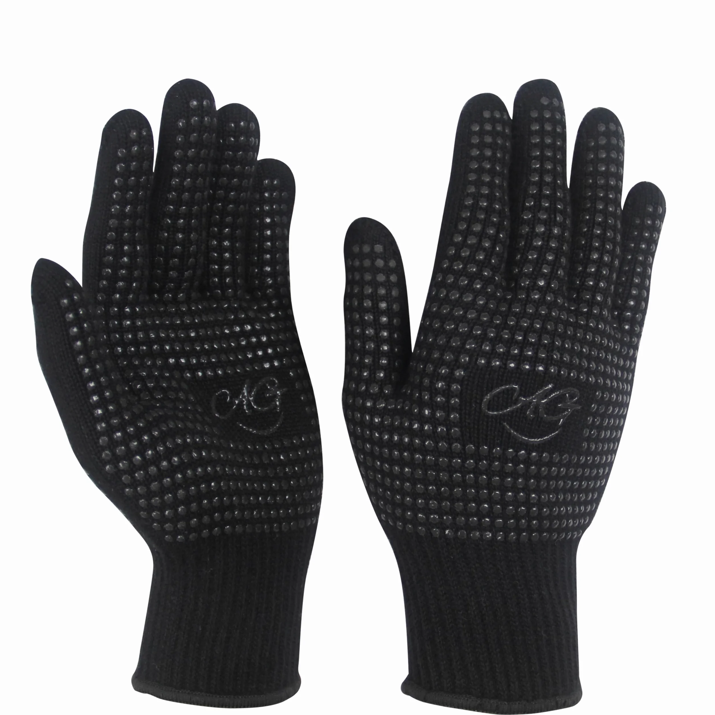 ANGENIL Gants thermorésistants antidérapants double face avec picots en silicone pour coiffage, lot de 2, noirs