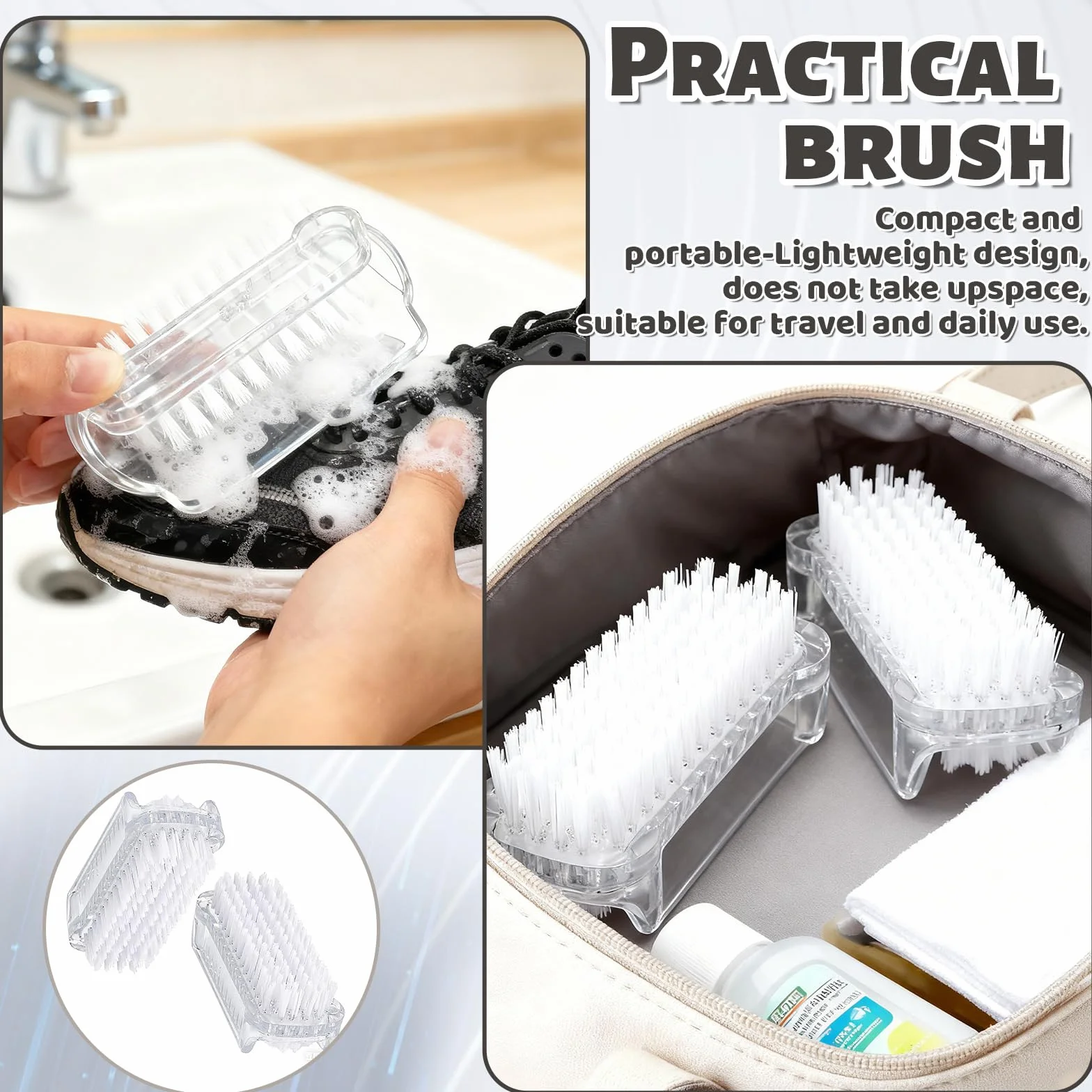 Brosse à Ongles Robuste 2 Pièces, Brosse de Nettoyage en Plastique pour Manucure et Pédicure
