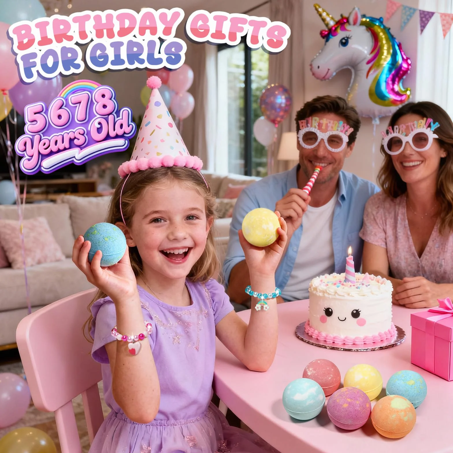 Bombe de Bain Enfant Licorne avec Surprise Jouet Cadeau Anniversaire 4-8 Ans