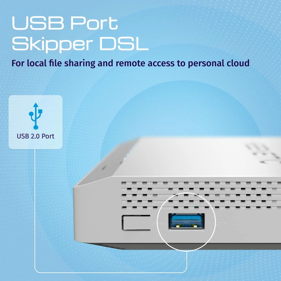 Keenetic Skipper DSL Modem-routeur VDSL2/ADSL2+ Supervectoring Wi-FI 5 maillé AC1200 avec commutateur Intelligent Gigabit 4 Ports et Port USB