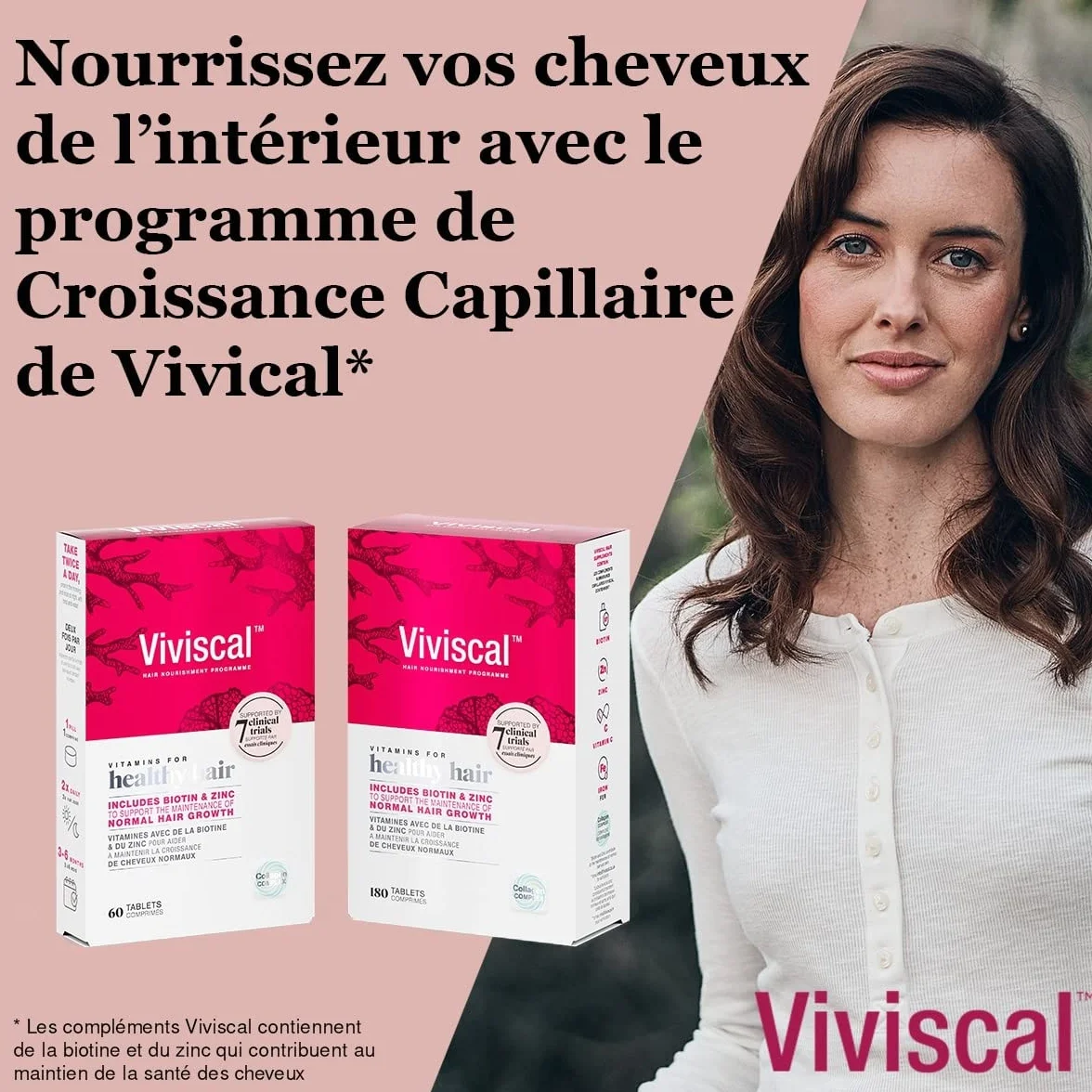 Viviscal Compléments Alimentaires pour Cheveux, Favorise la Pousse, 60 Gélules